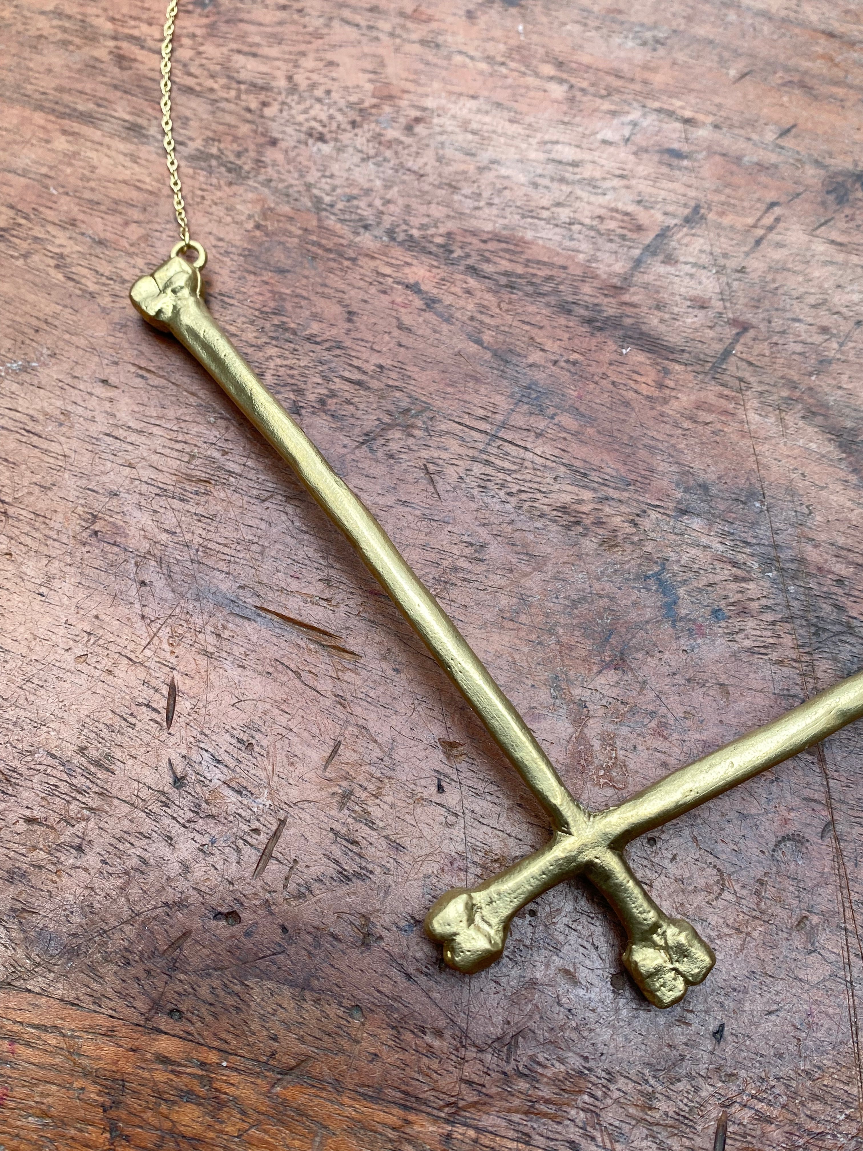 Brass Crossbones Necklace