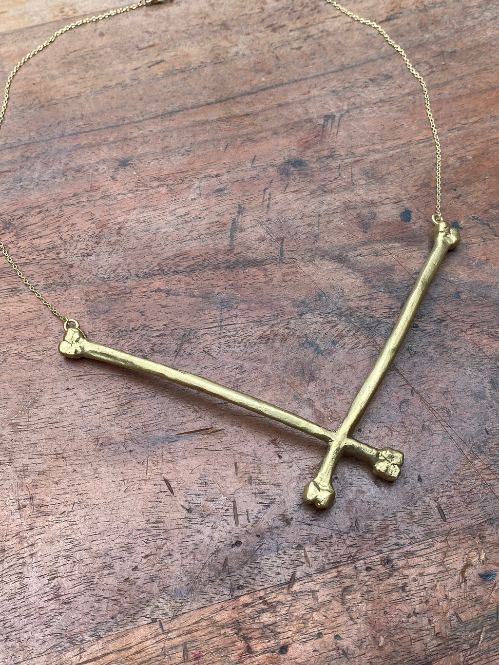 Brass Crossbones Necklace