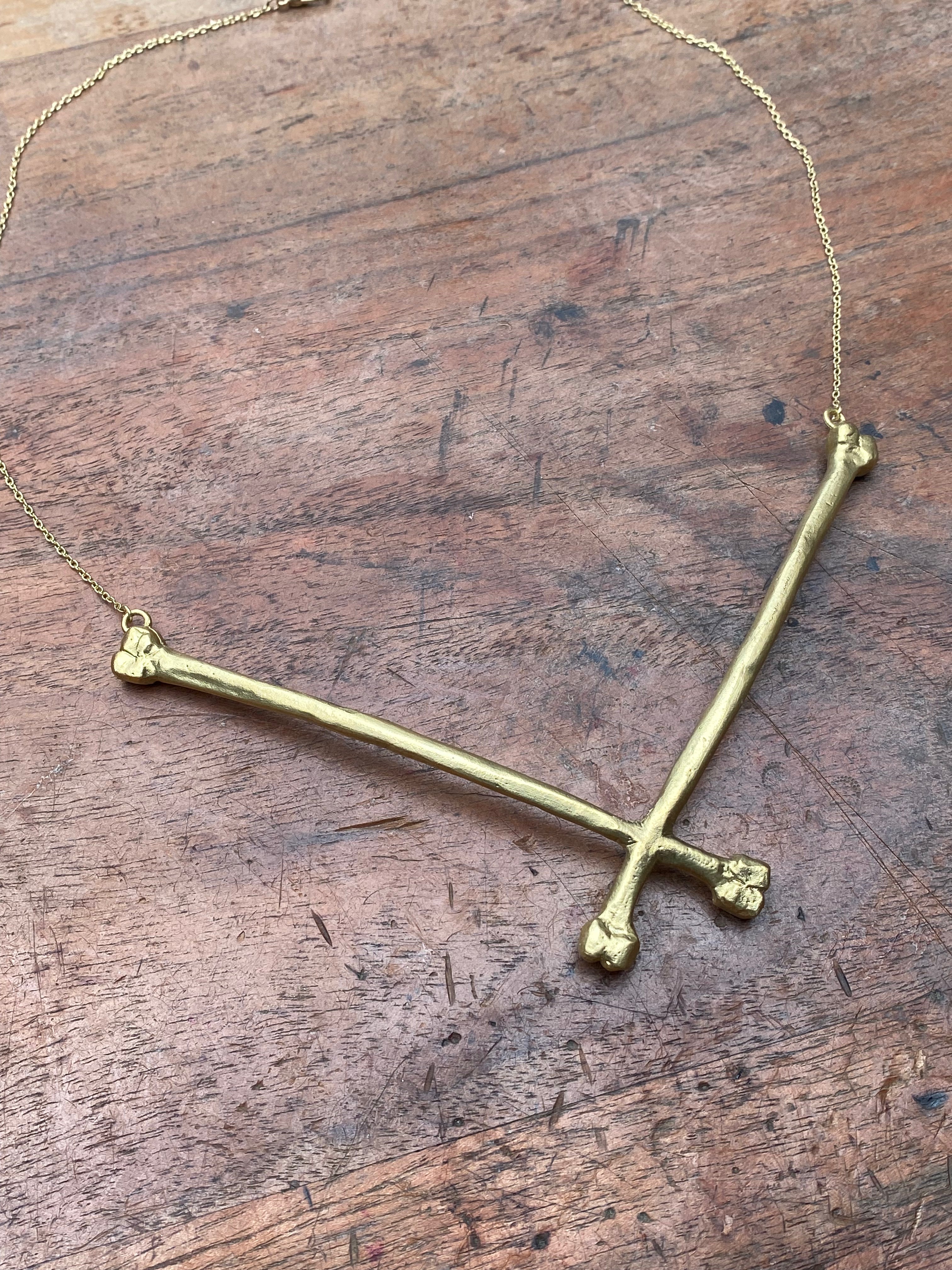 Brass Crossbones Necklace