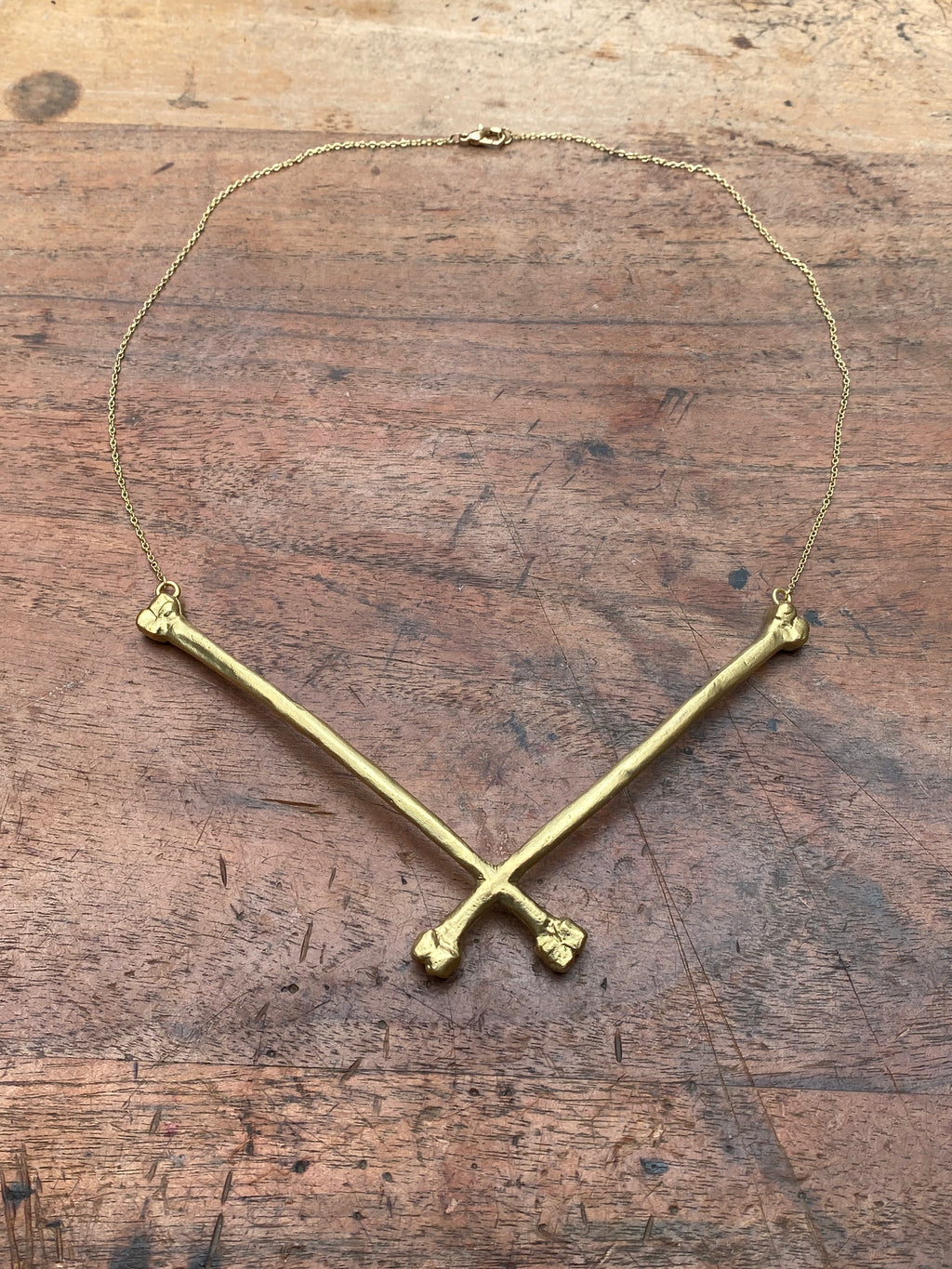 Brass Crossbones Necklace