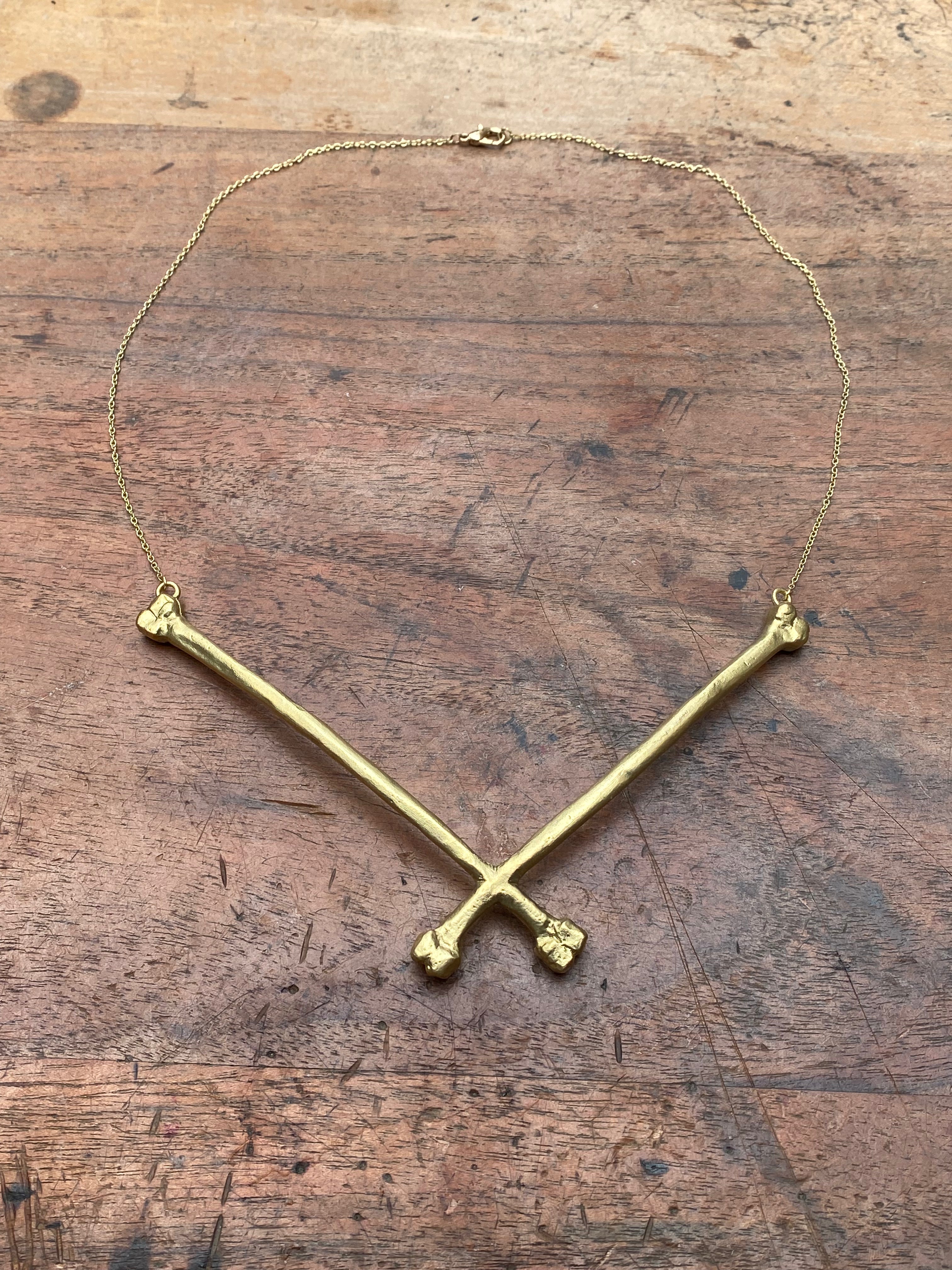Brass Crossbones Necklace