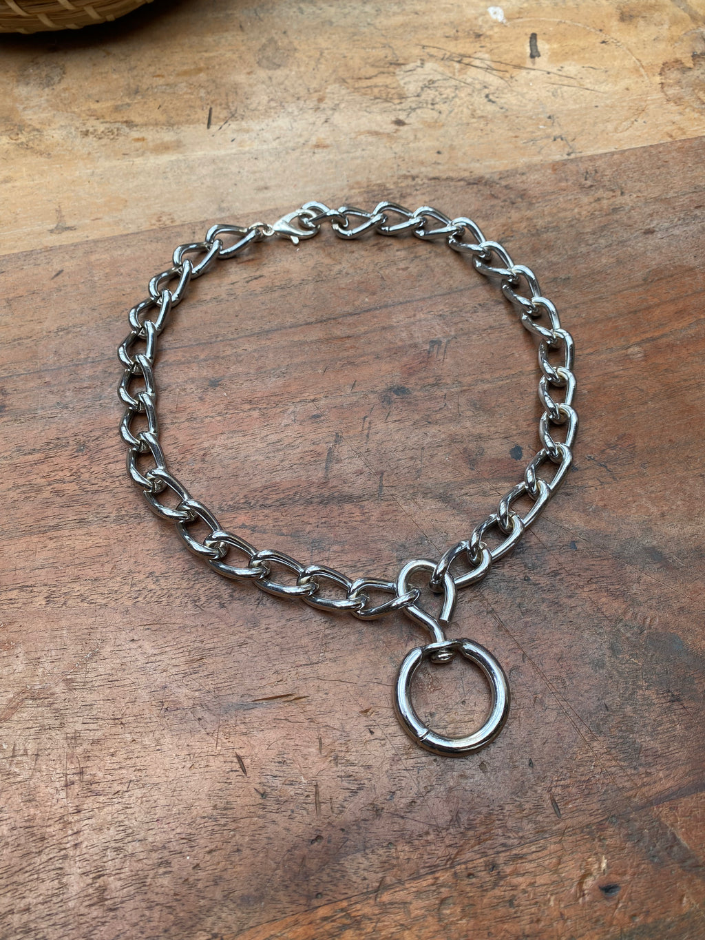 Large Chain and Ring Choker Necklace