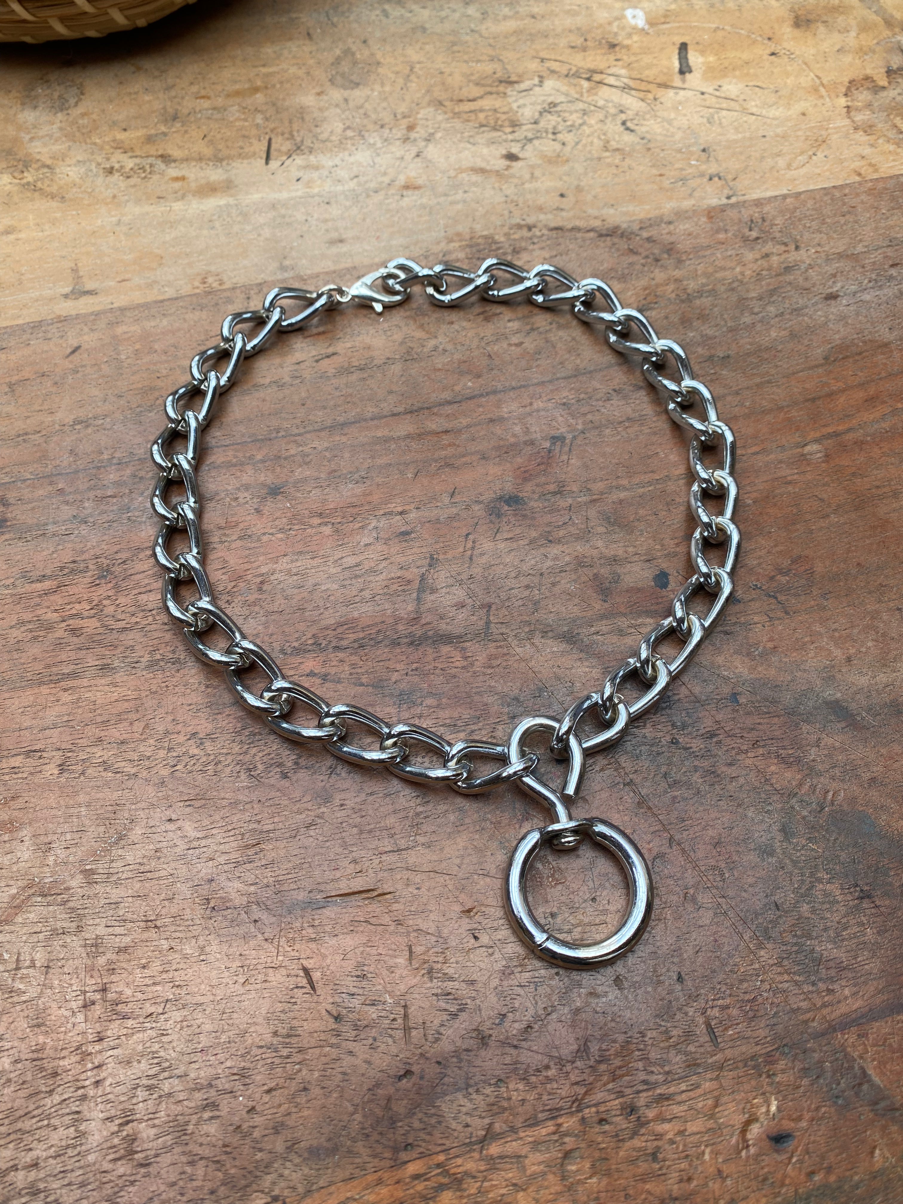Large Chain and Ring Choker Necklace