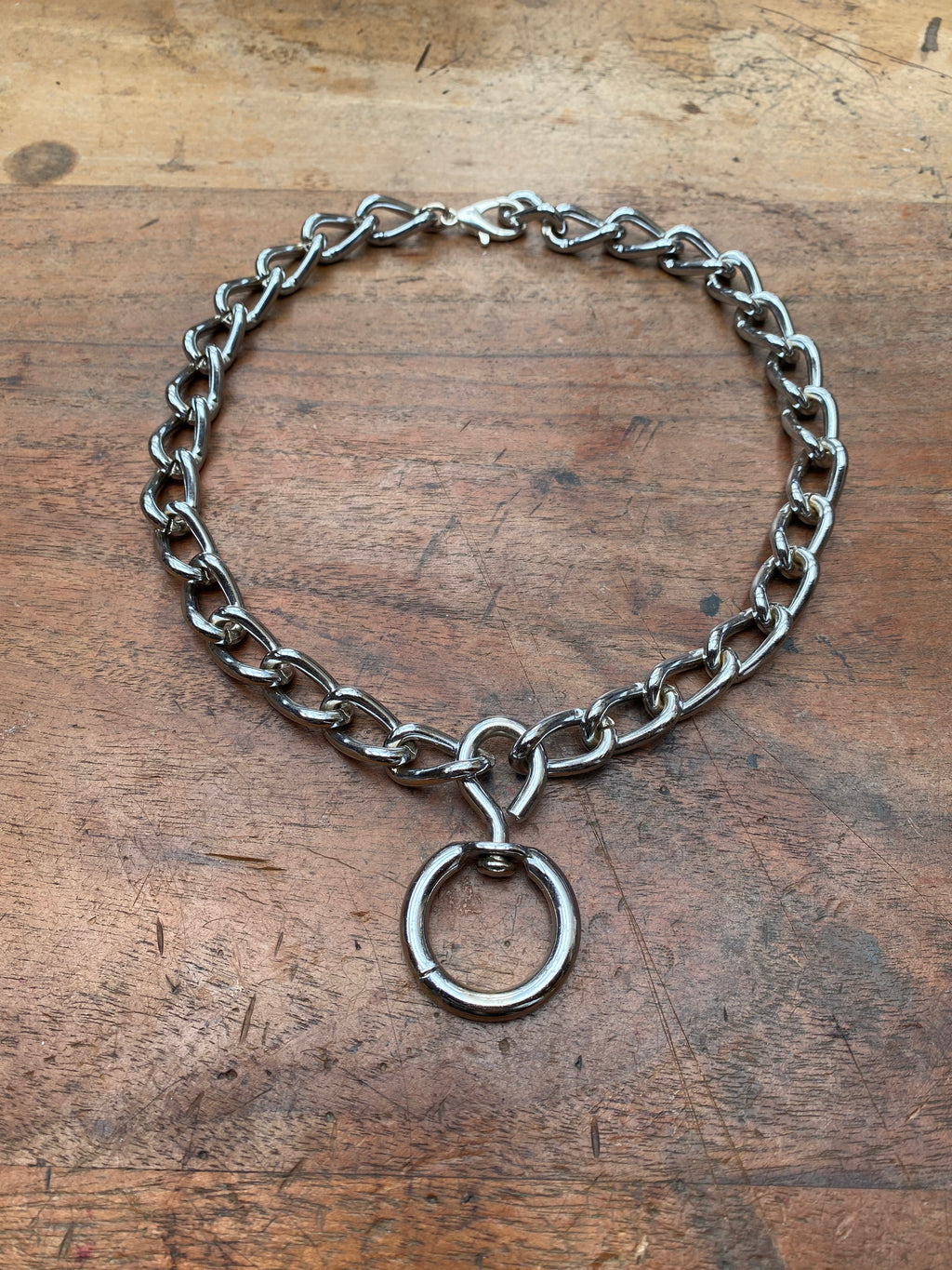Large Chain and Ring Choker Necklace