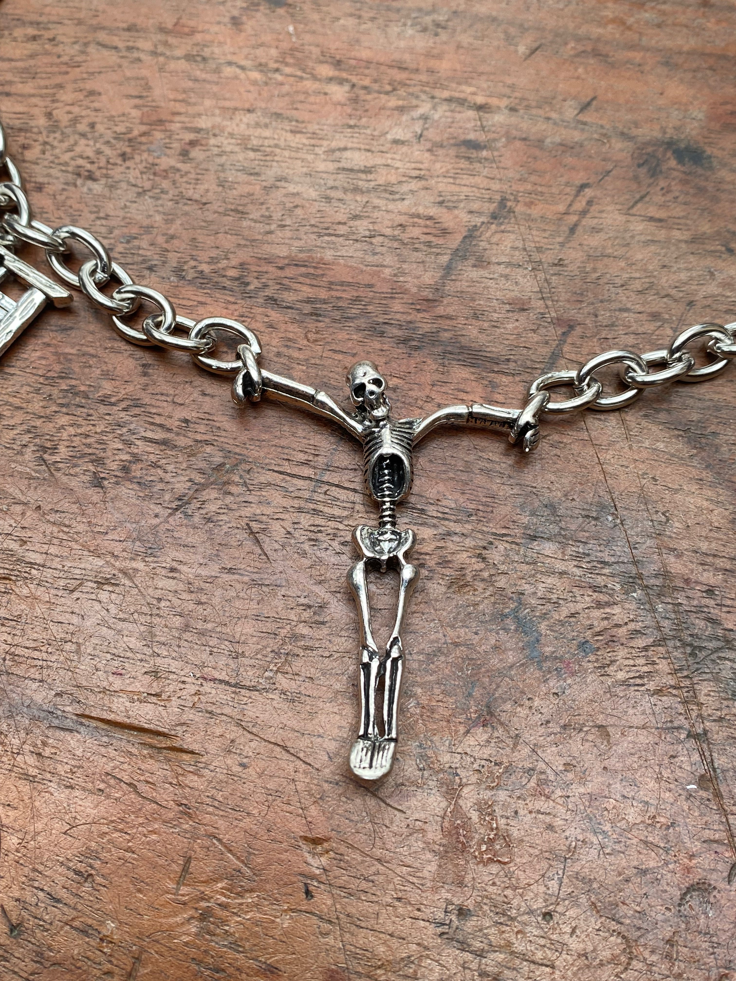 Skeleton and Guillotines Chain Necklace