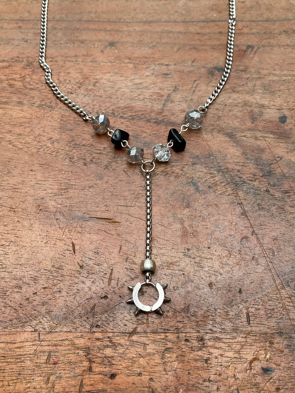 Spike Piercing Ring Necklace
