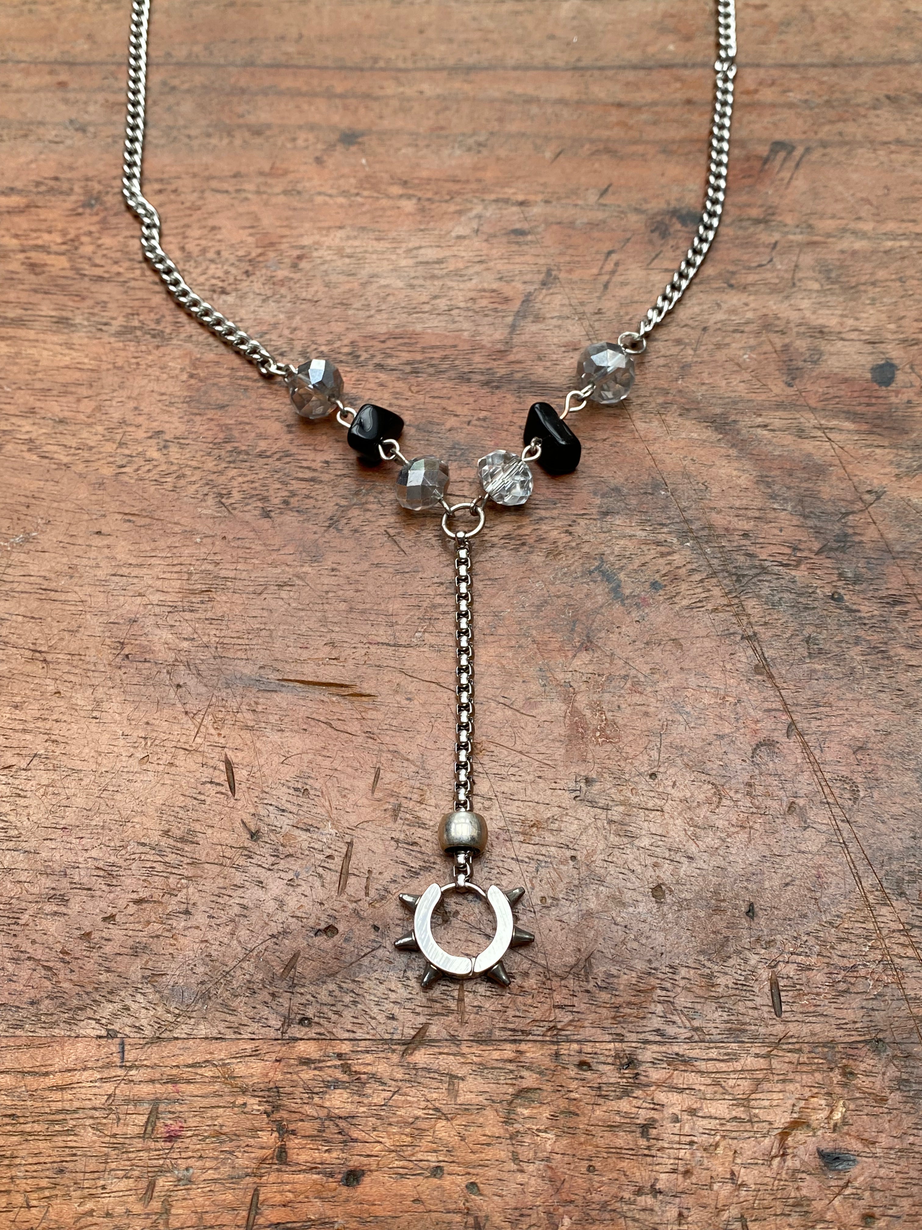 Spike Piercing Ring Necklace