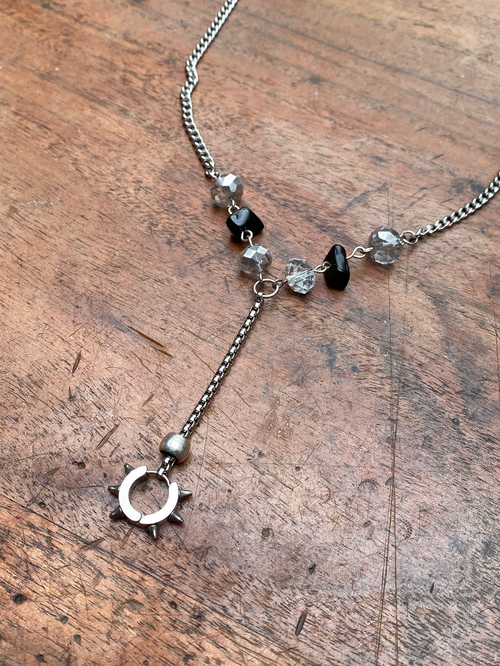 Spike Piercing Ring Necklace