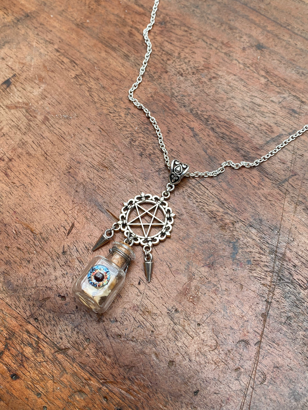 Squirrel Claws in Glass Vial Pentagram Necklace
