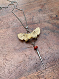 Mink Tailbone and Carnelian Necklace