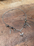 Deathhawk Moth, Daggers and Dragon Vein Agate Necklace