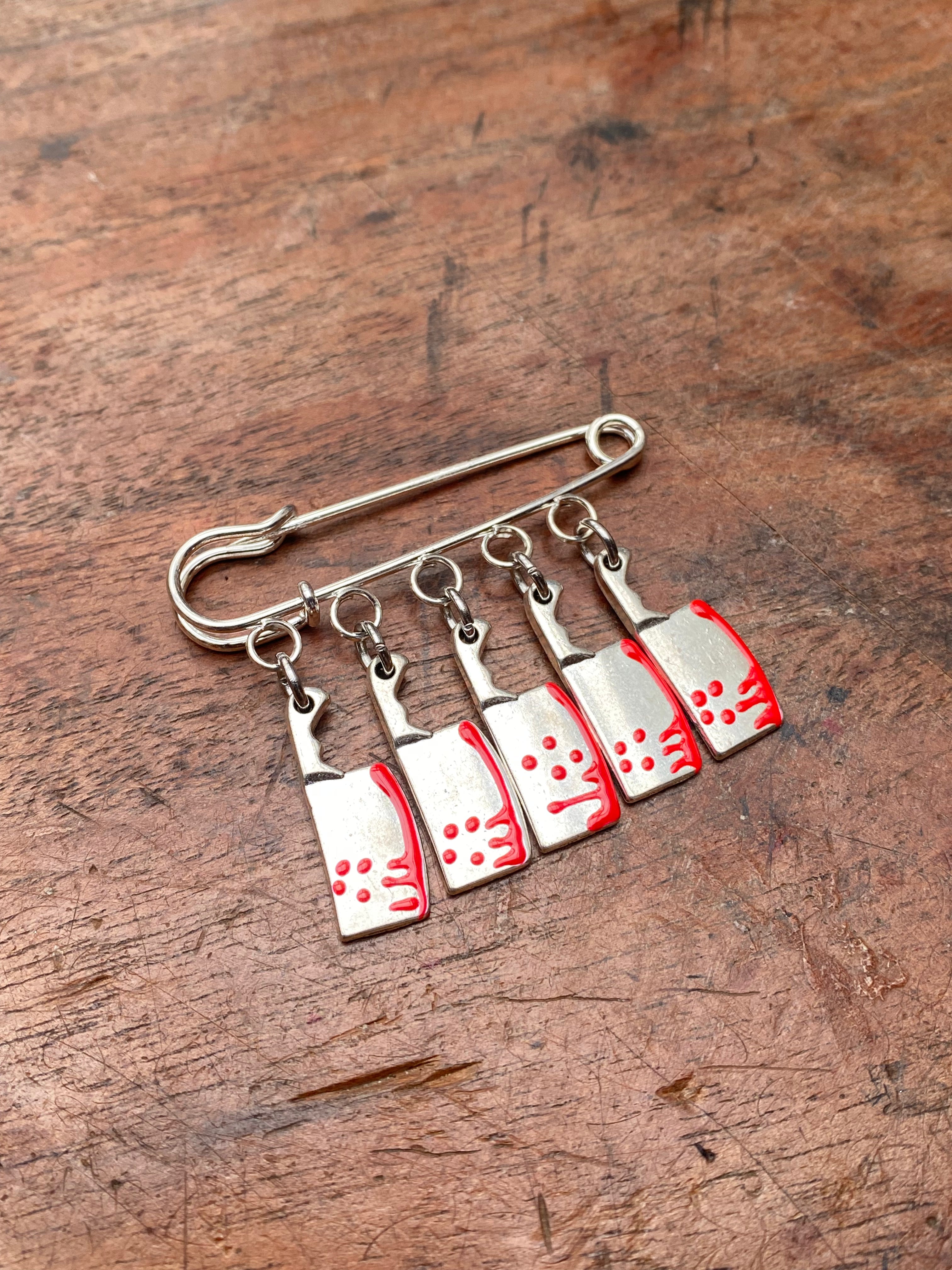 Bloody Cleavers Safety Pin Brooch