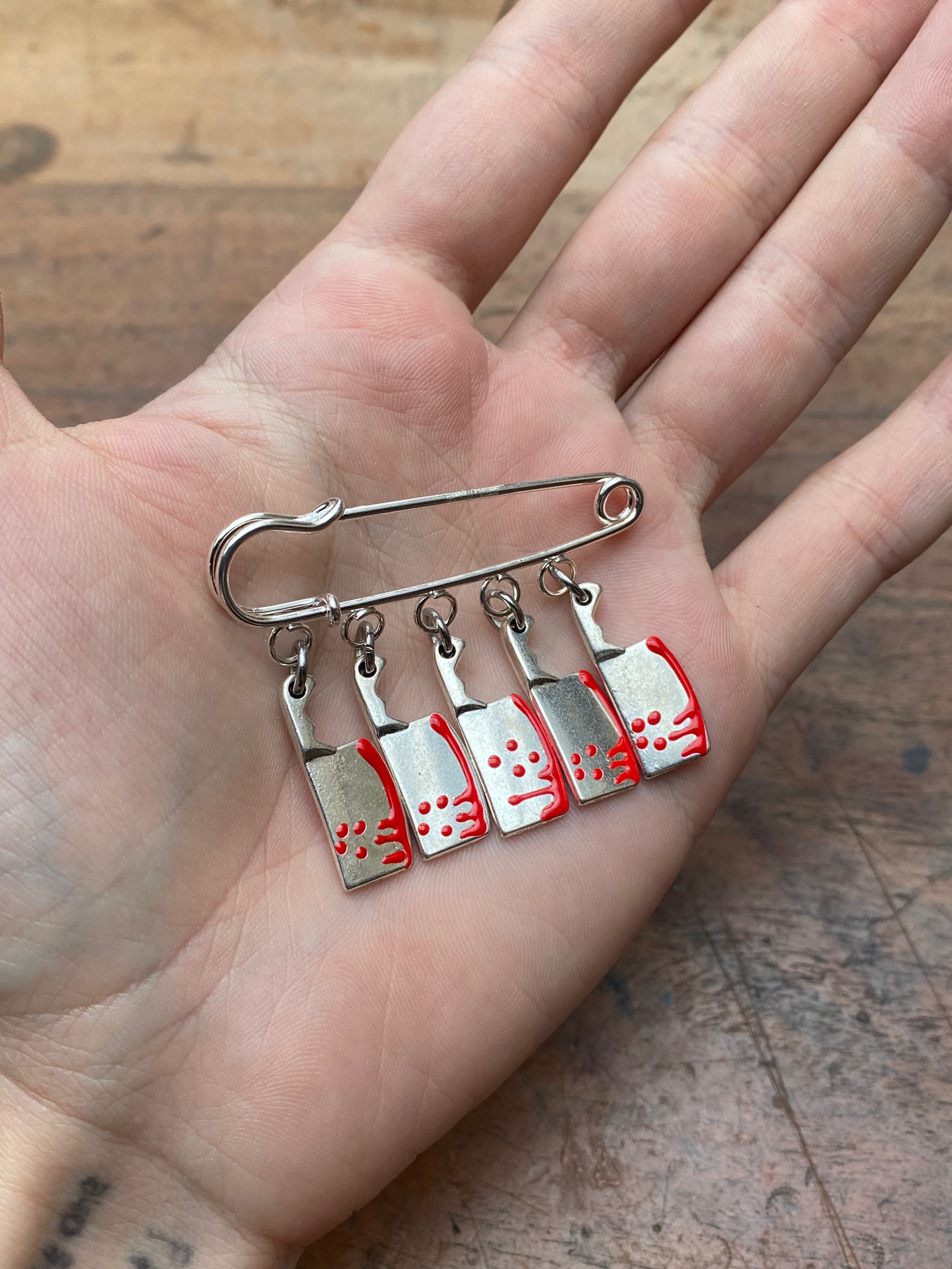 Bloody Cleavers Safety Pin Brooch