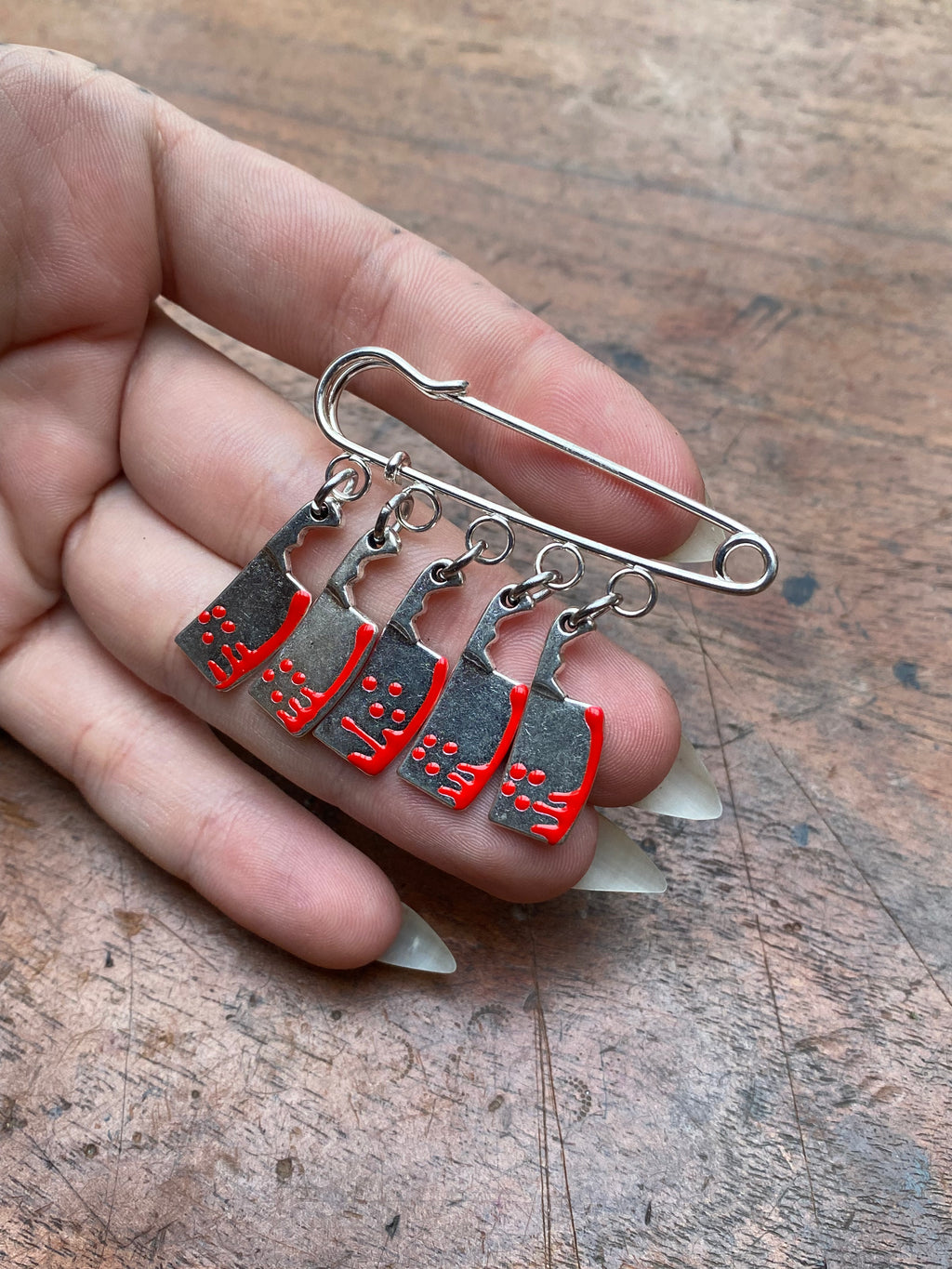 Bloody Cleavers Safety Pin Brooch