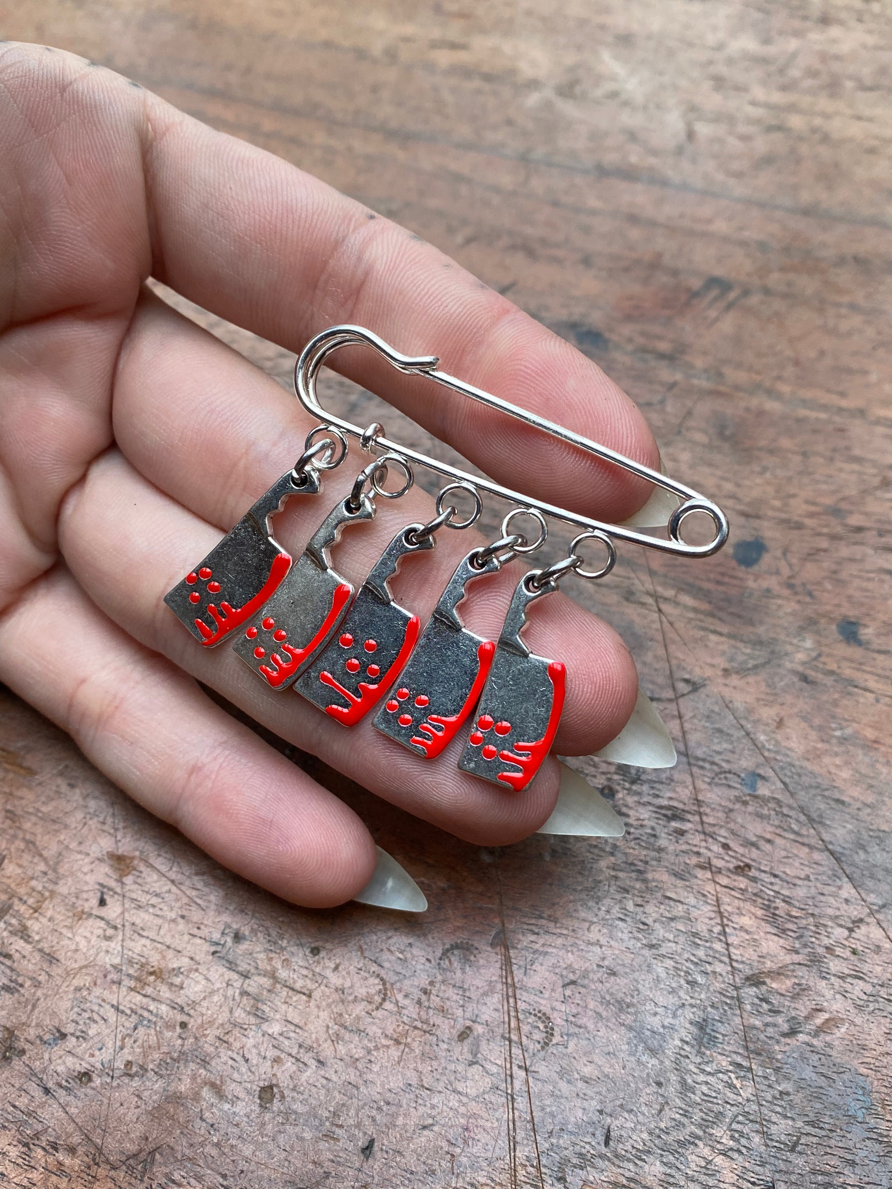 Bloody Cleavers Safety Pin Brooch