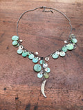 Fox Tooth and Green Mother of Pearl Necklace