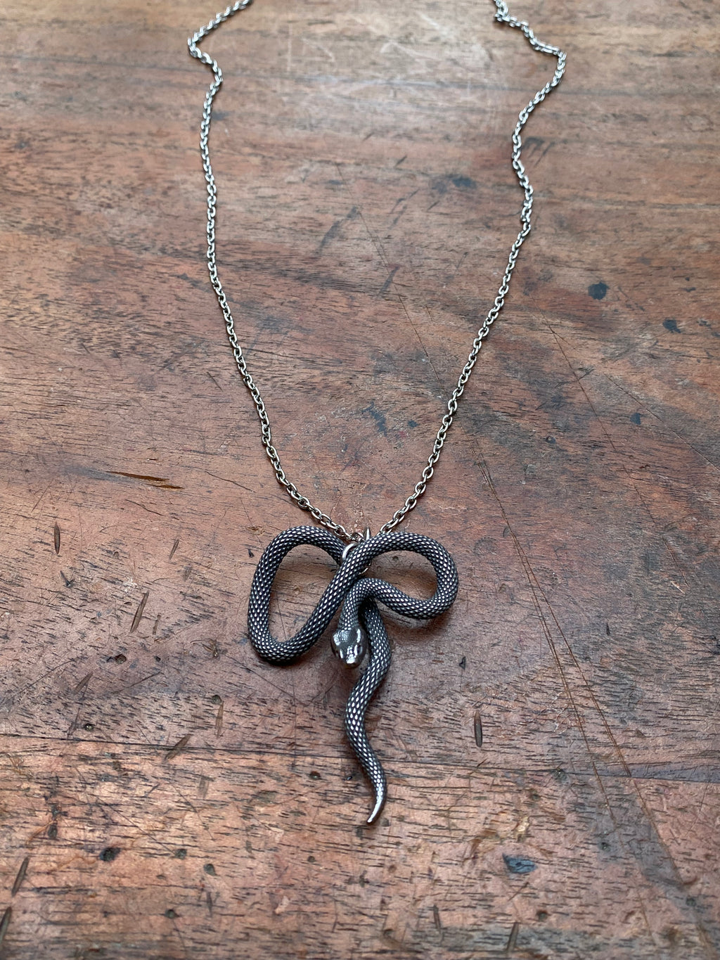 Stainless Steel Snake Pendant Necklace