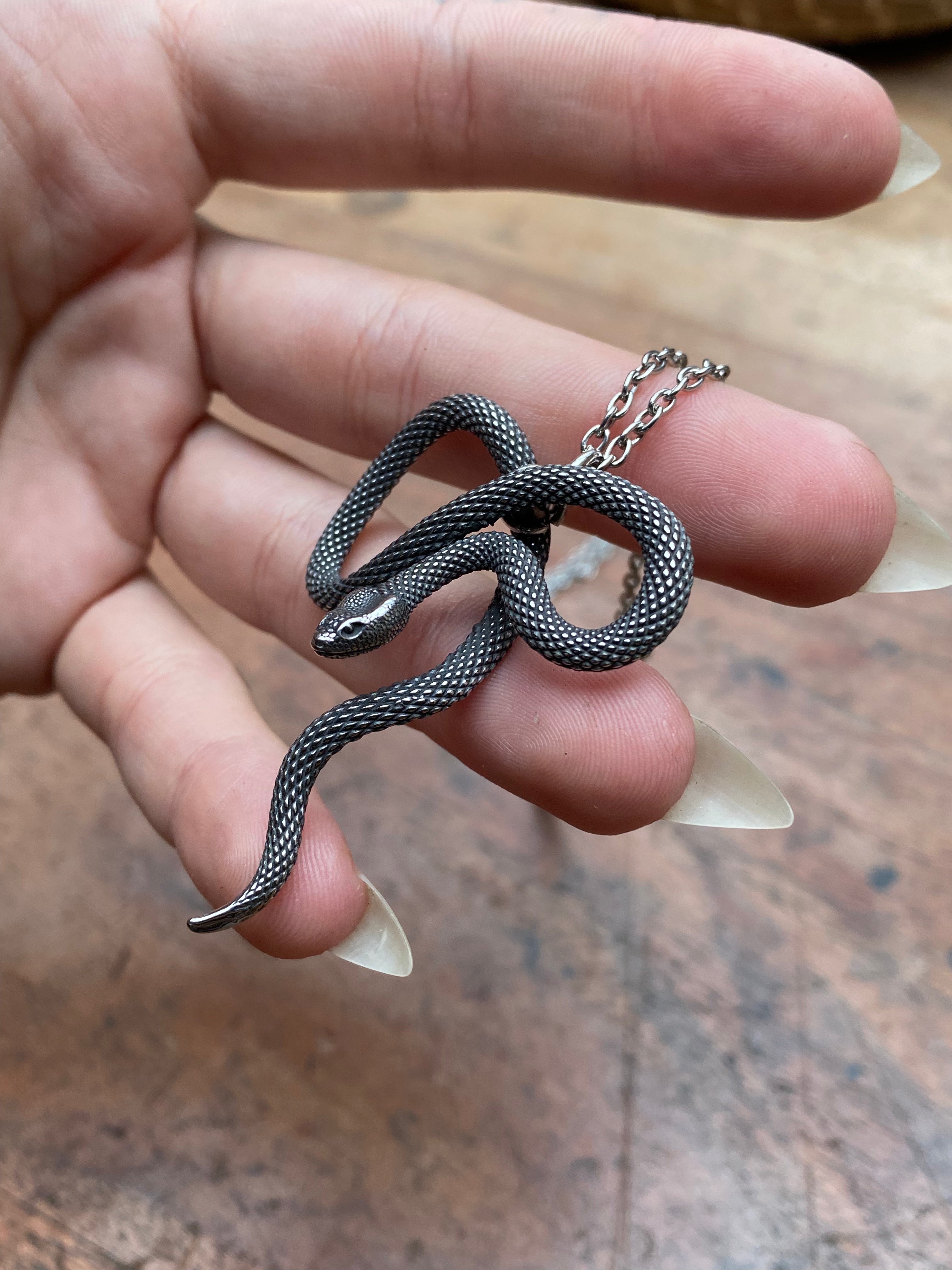 Stainless Steel Snake Pendant Necklace