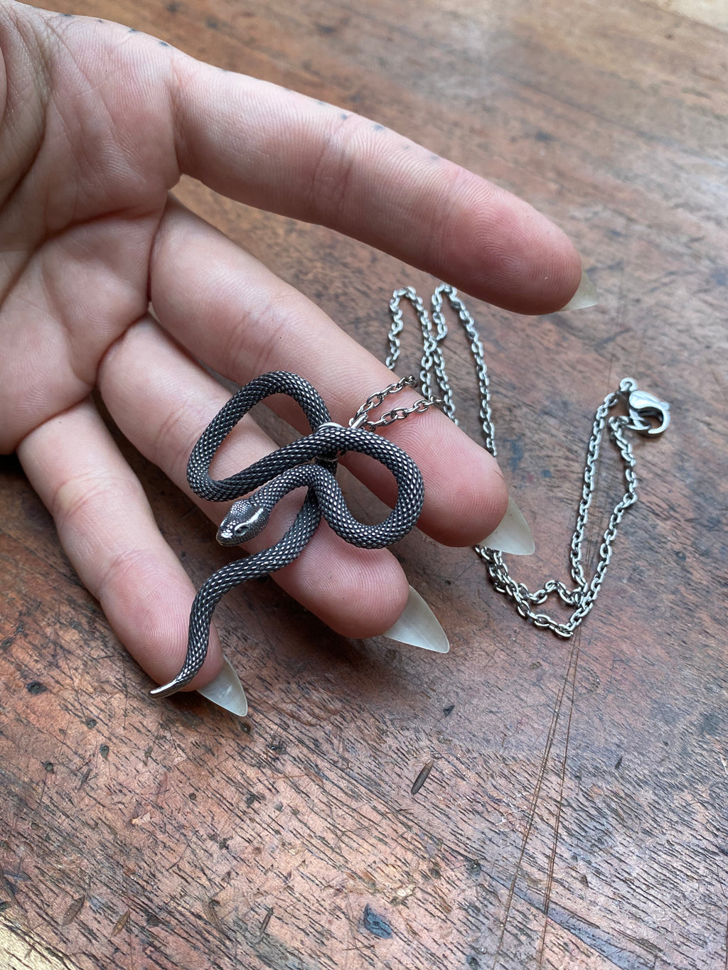 Stainless Steel Snake Pendant Necklace