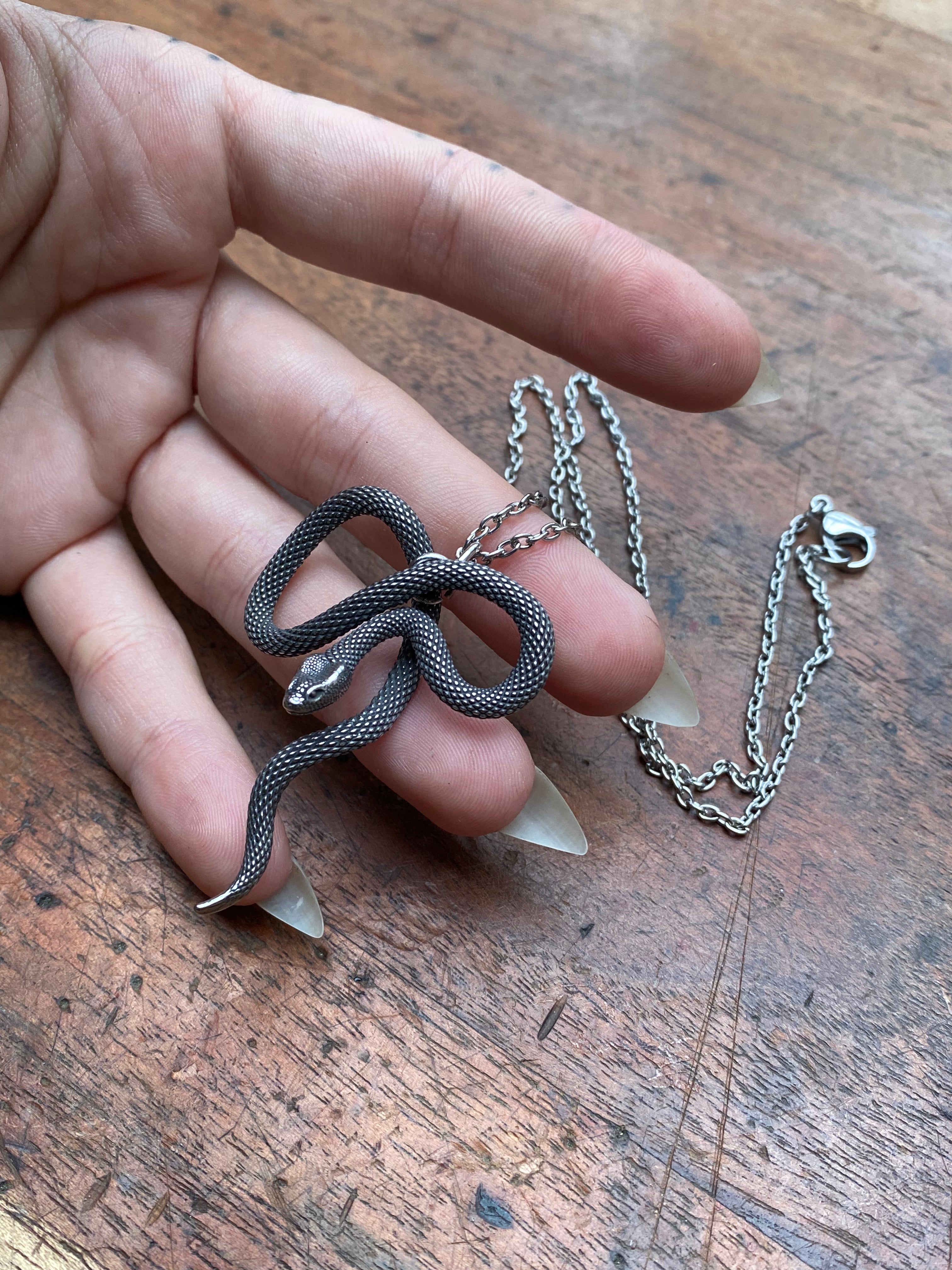 Stainless Steel Snake Pendant Necklace