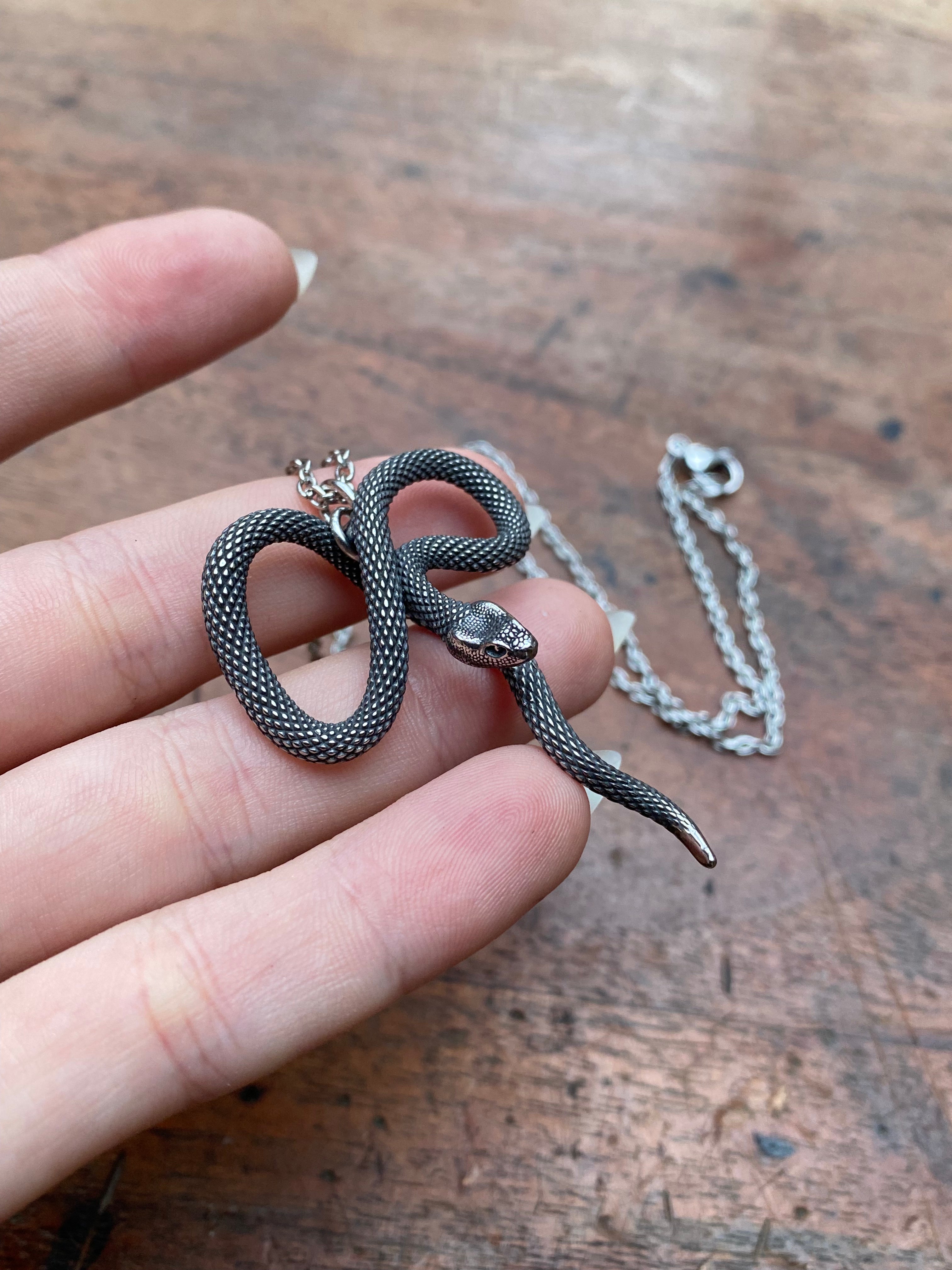 Stainless Steel Snake Pendant Necklace
