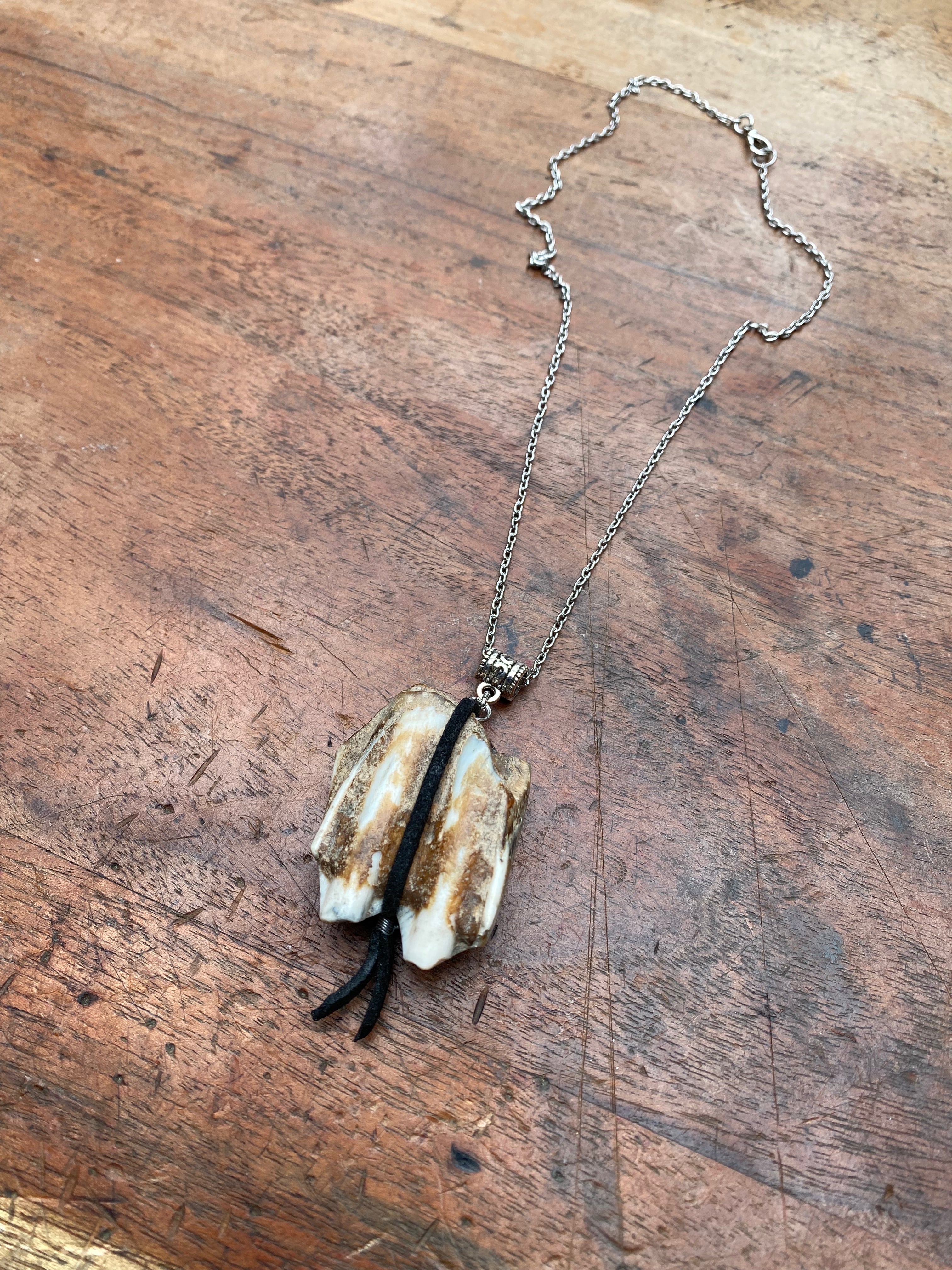 Large Mudlarked Tooth on a Chain Necklace