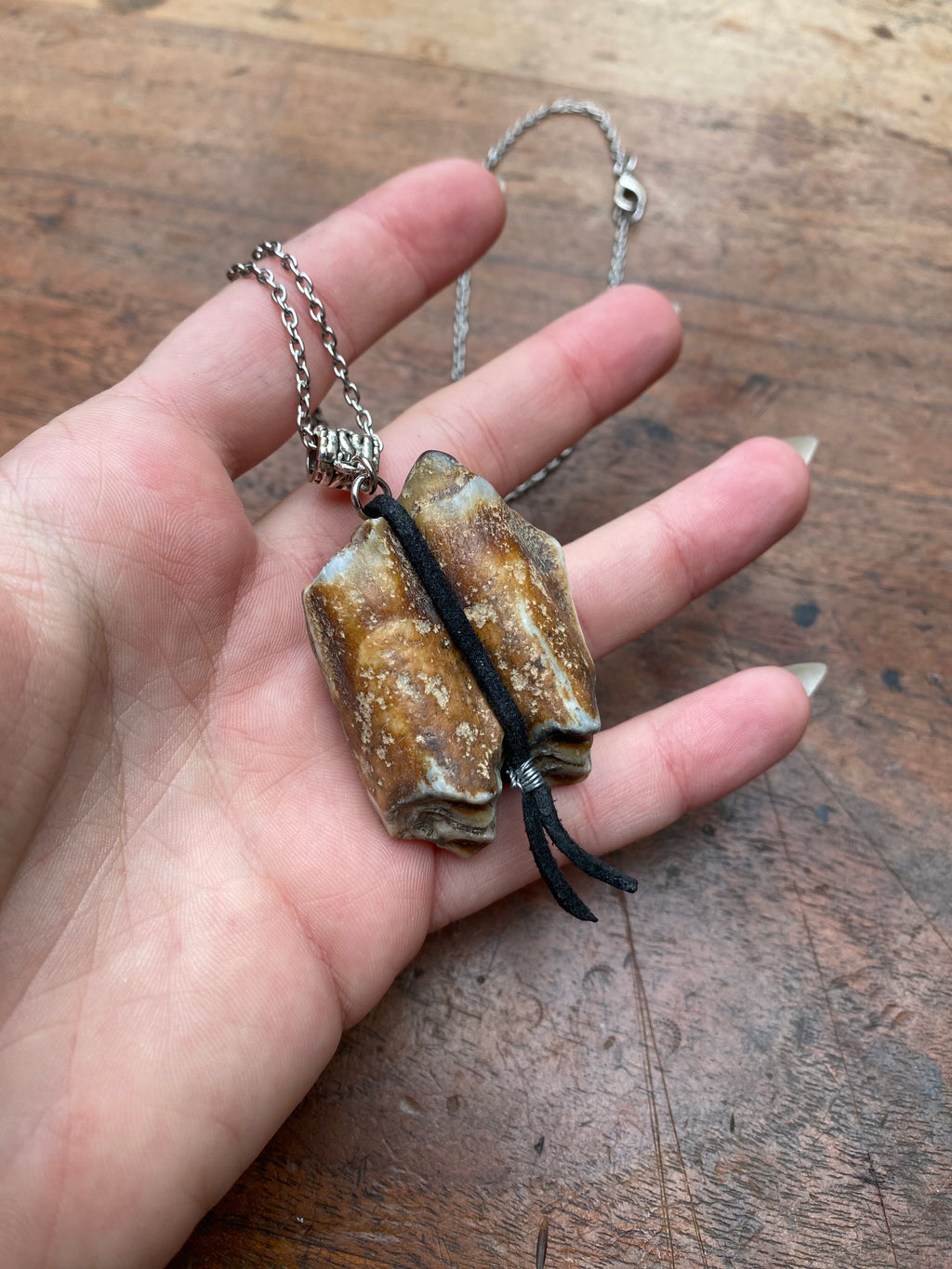 Large Mudlarked Tooth on a Chain Necklace