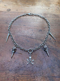 Chunky Crossbones and Bird Skulls Chain Necklace