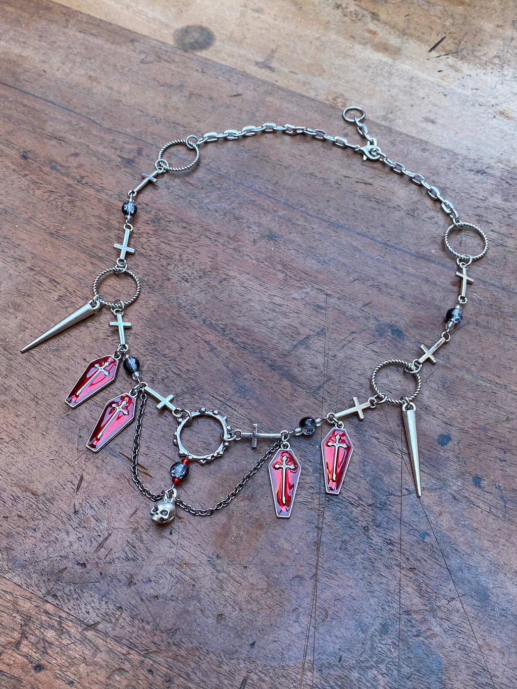 Skull, Coffins and Crosses Charm Necklace