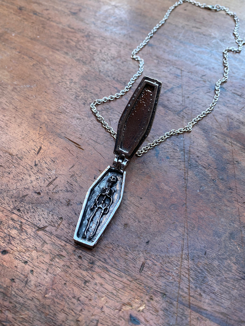 Skeleton Inside a Coffin Pendant Necklace