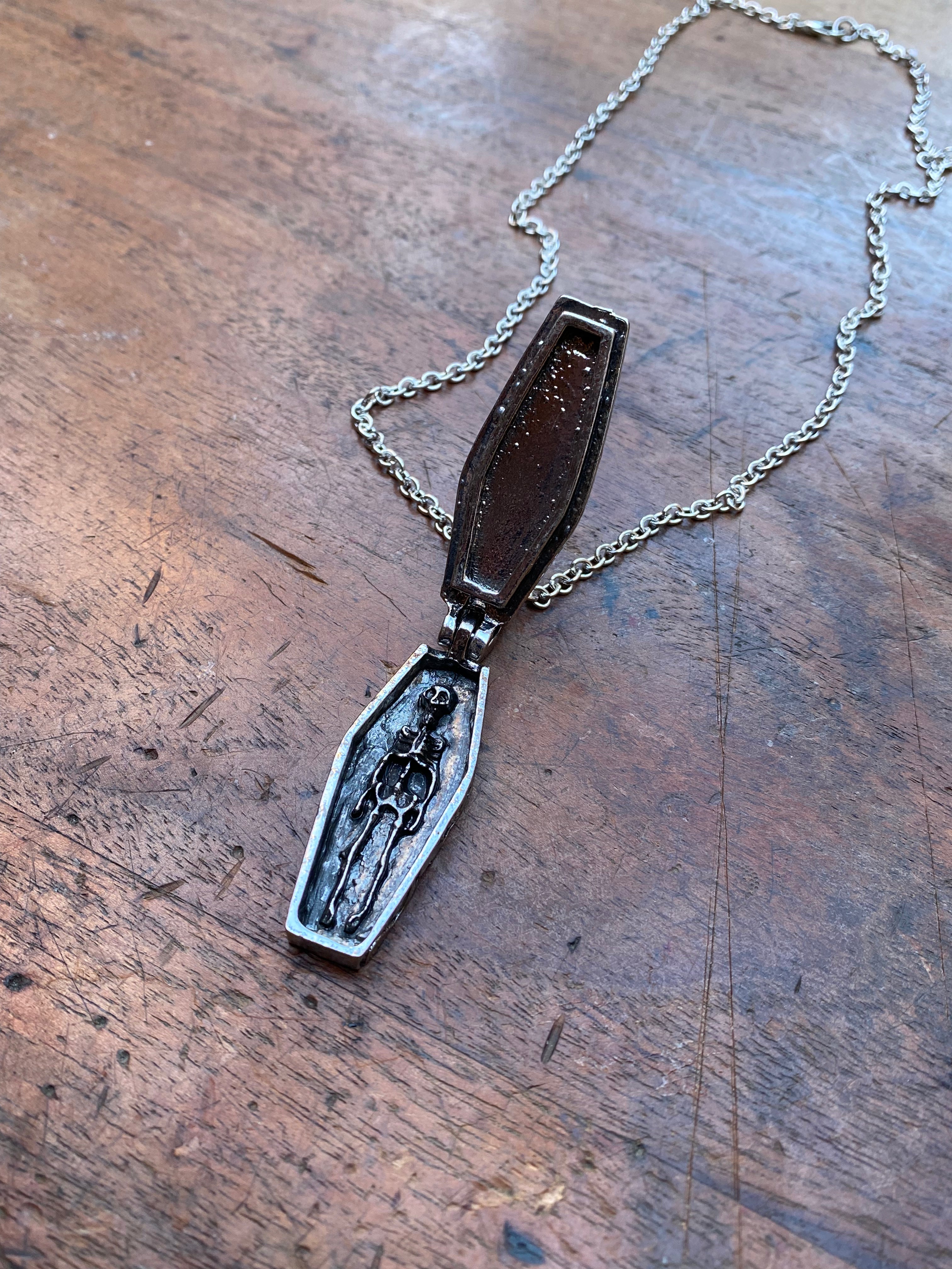 Skeleton Inside a Coffin Pendant Necklace