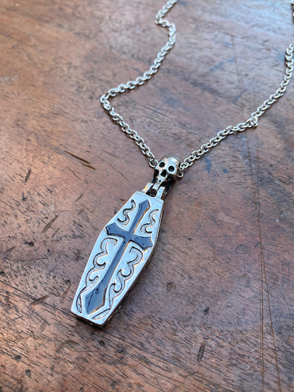 Skeleton Inside a Coffin Pendant Necklace