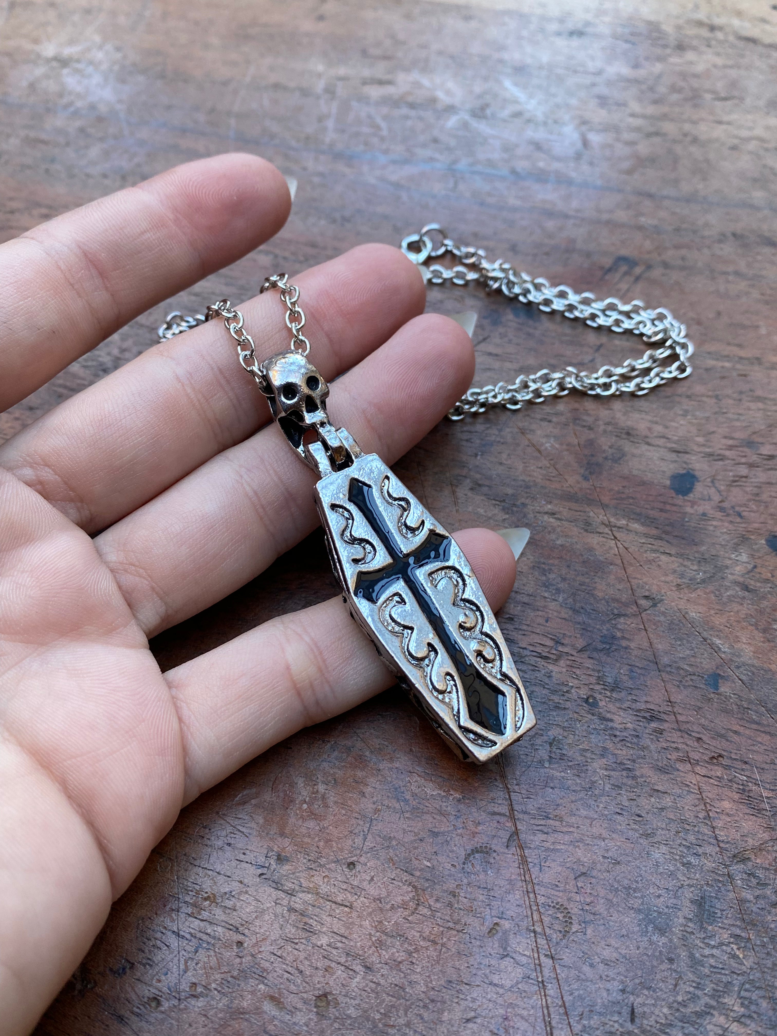 Skeleton Inside a Coffin Pendant Necklace