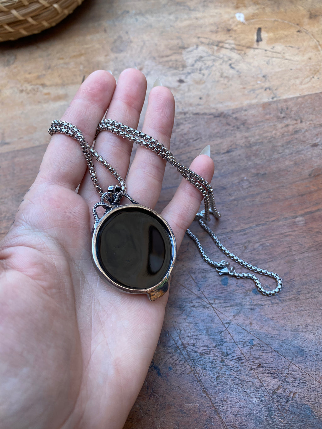 Angel Skeleton Mirror Stainless Steel Necklace