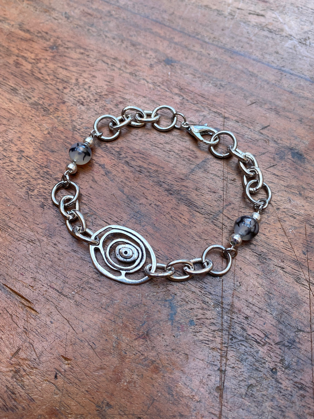 Eye and Dragon Vein Agate Bracelet
