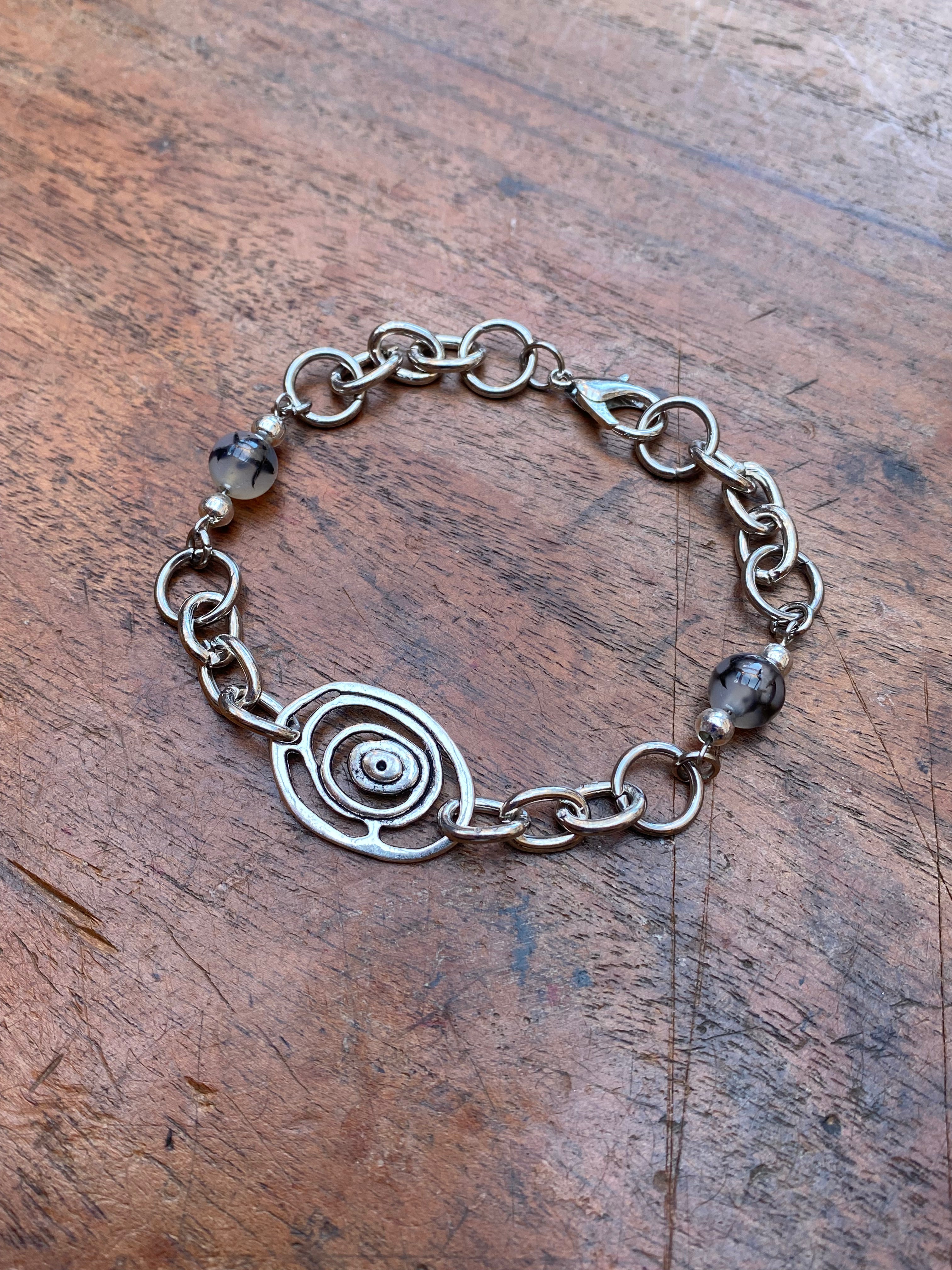 Eye and Dragon Vein Agate Bracelet