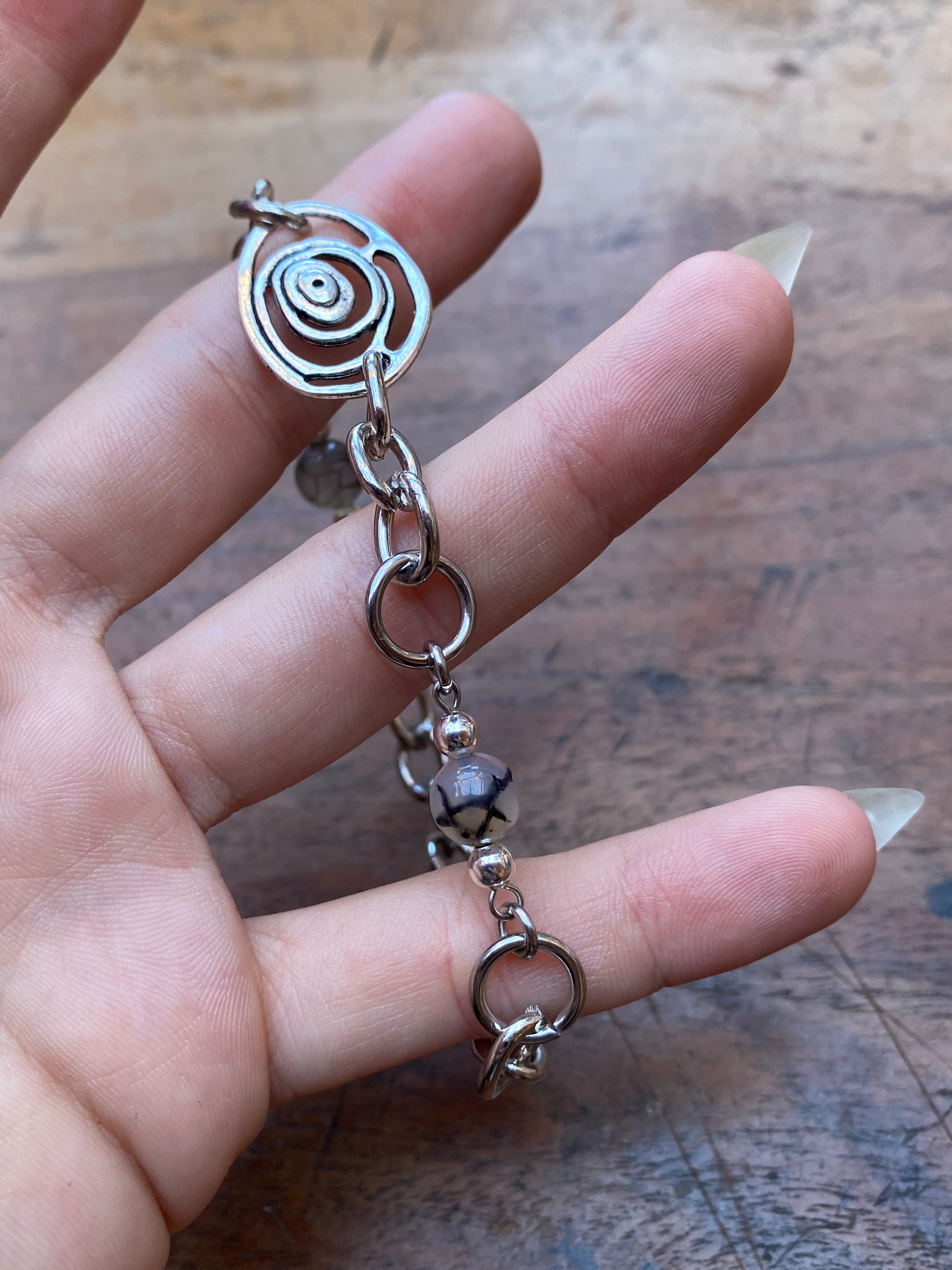 Eye and Dragon Vein Agate Bracelet