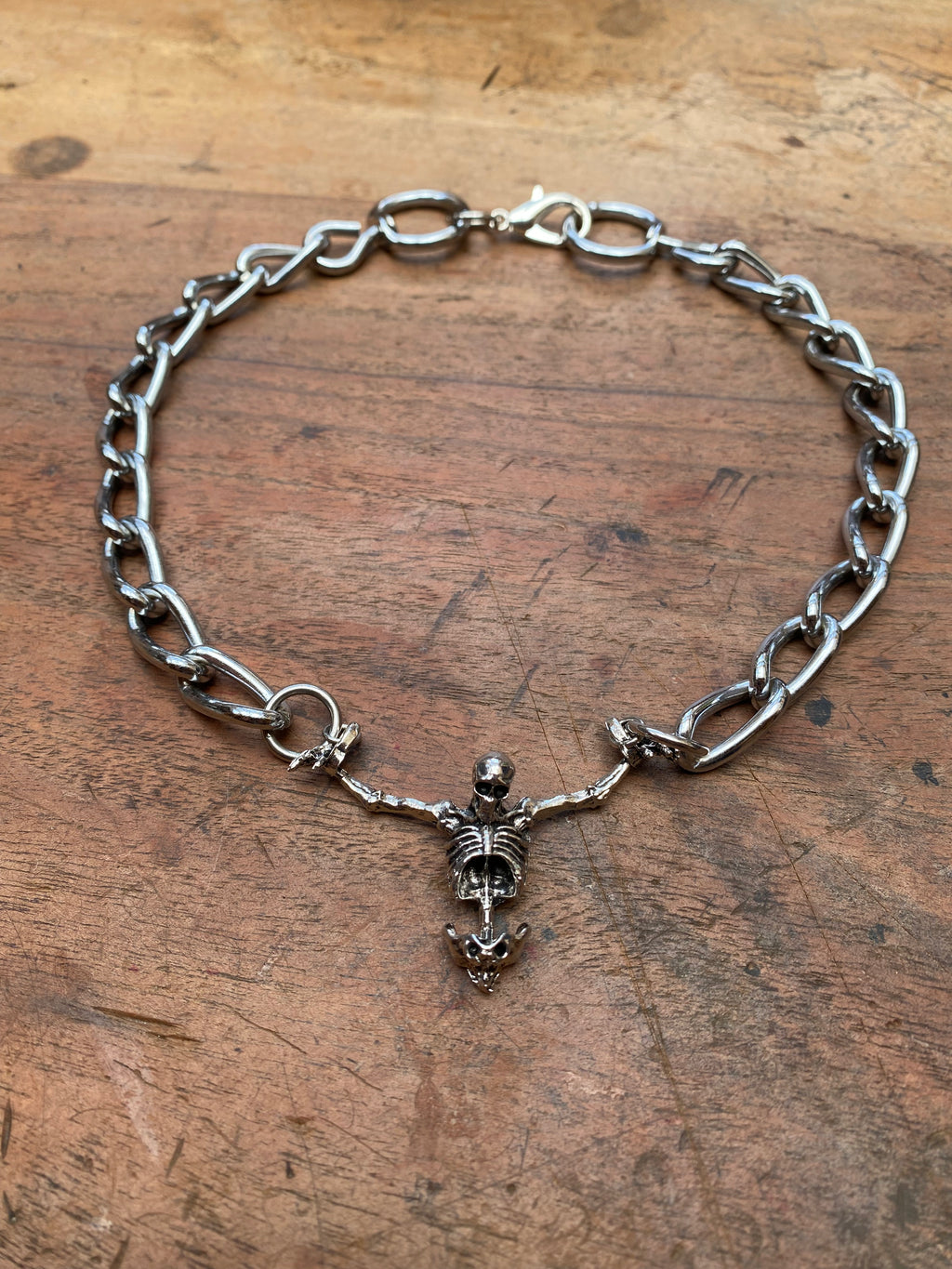 Hanging Skeleton Chunky Chain Necklace