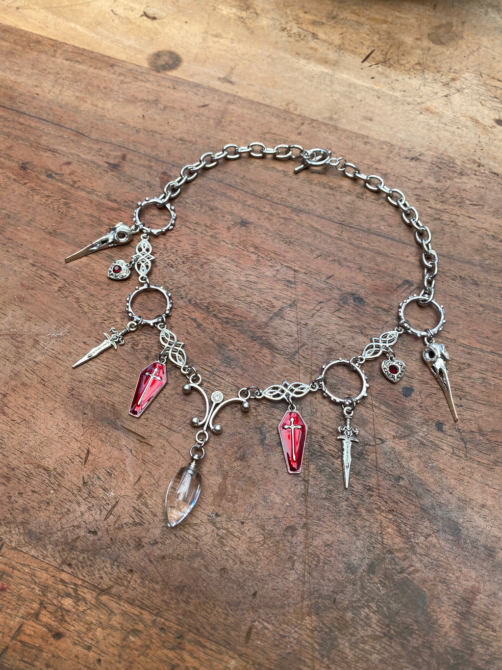 Coffins, Birds Skulls and Openable Glass Vial Necklace