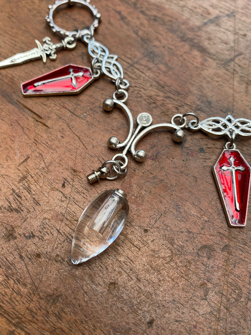 Coffins, Birds Skulls and Openable Glass Vial Necklace