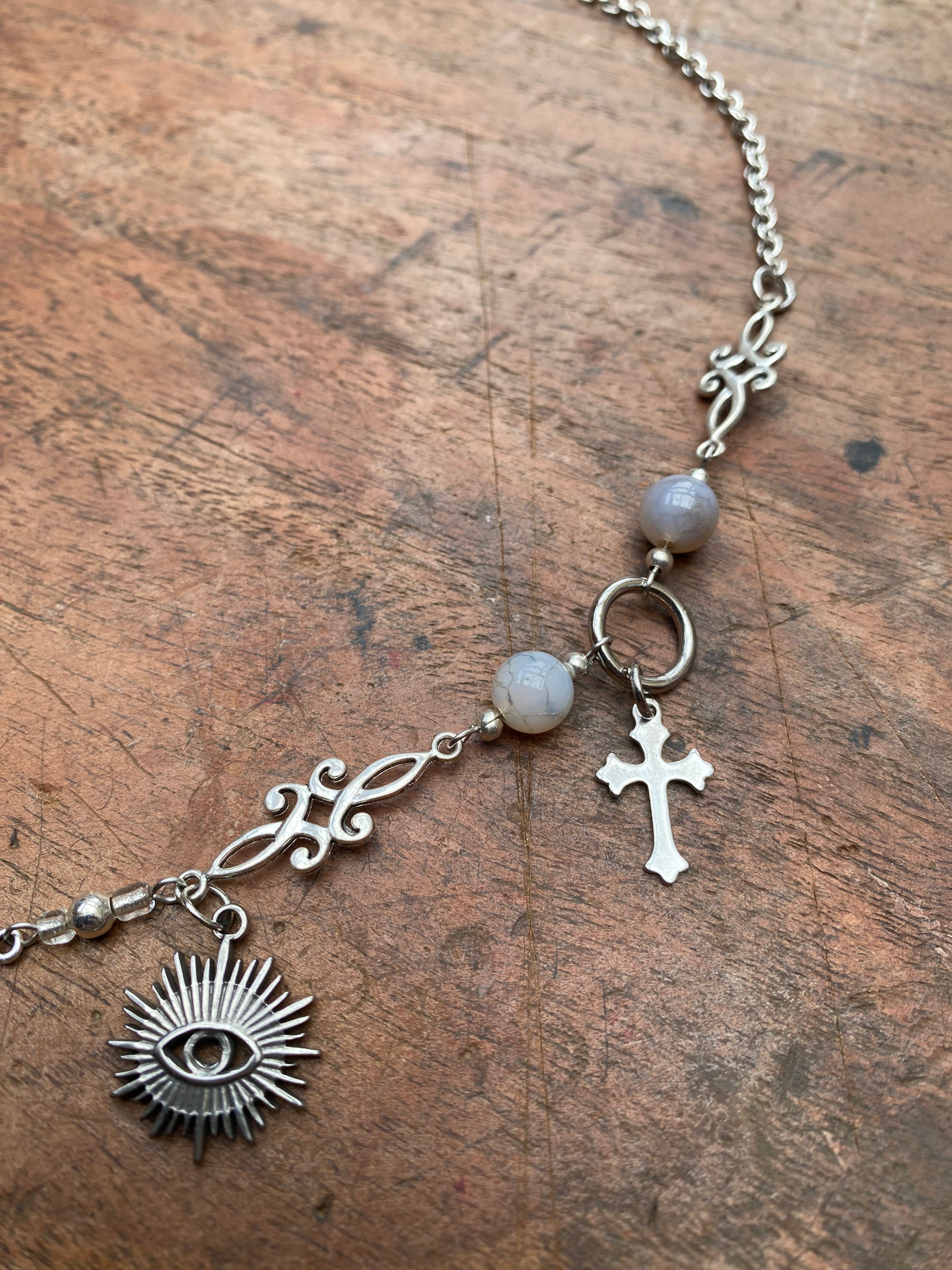 Eyes and Dragon Vein Agate Necklace