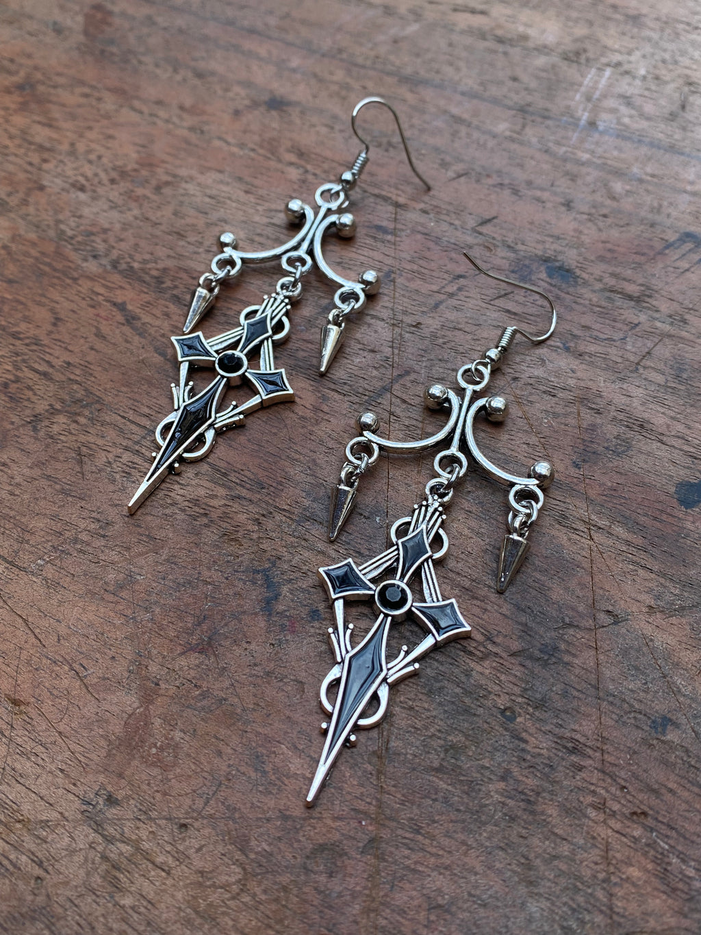 Black and Silver Crosses Earrings