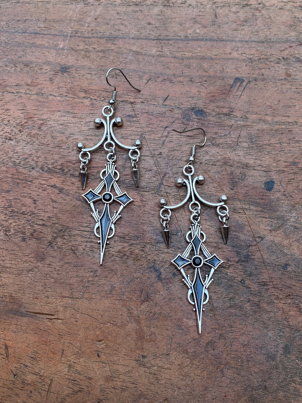 Black and Silver Crosses Earrings