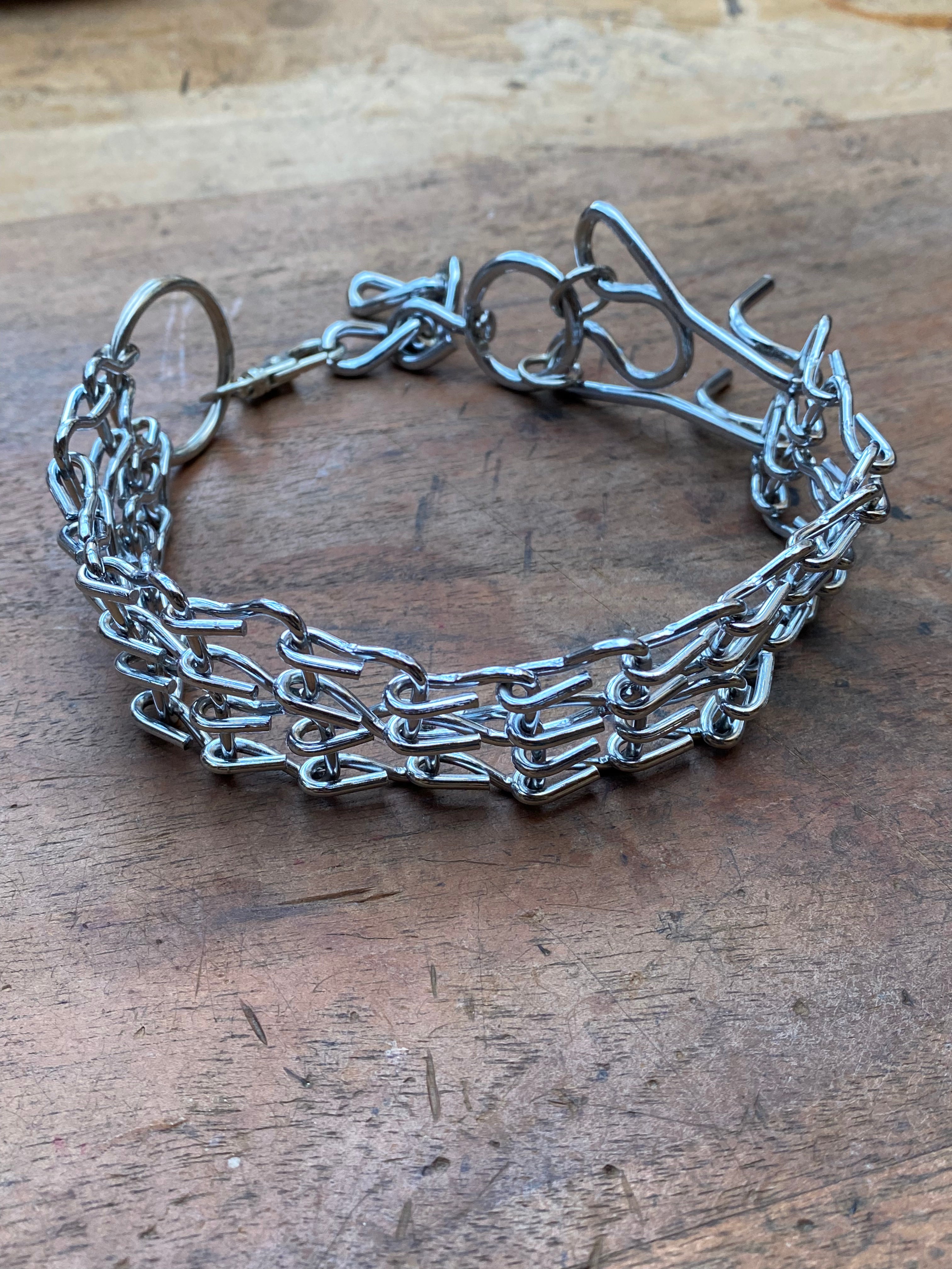 Double Square Link Choker with Spikes