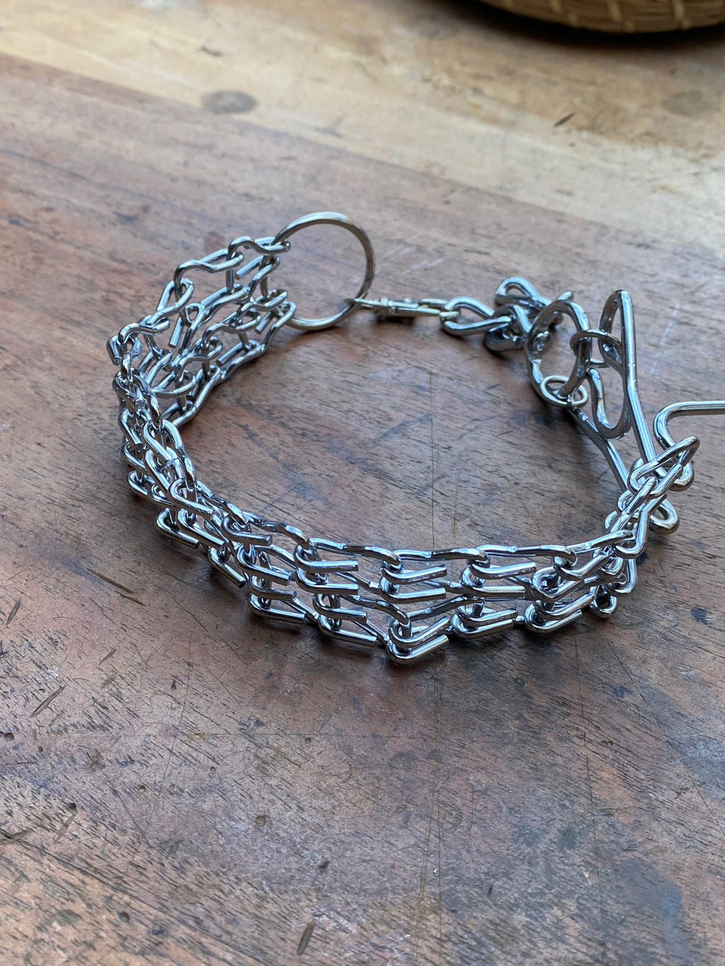 Double Square Link Choker with Spikes