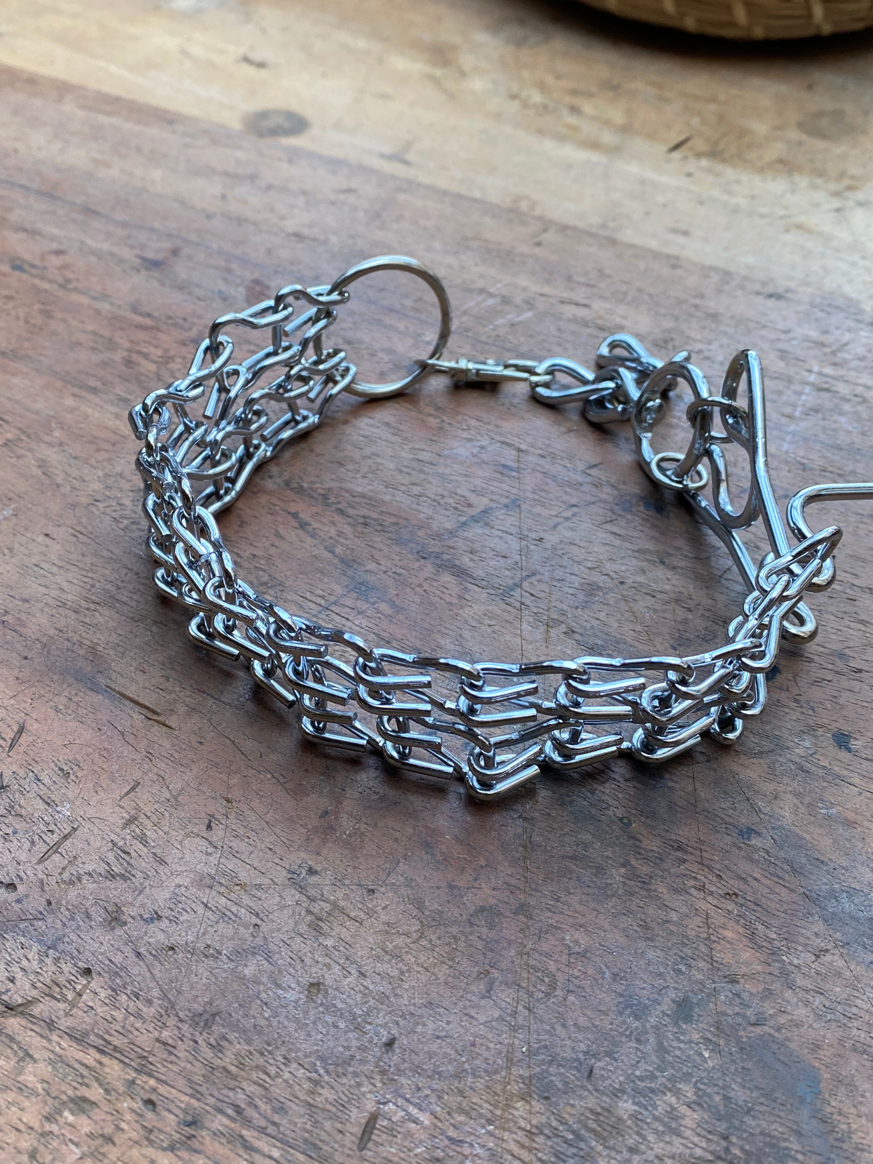 Double Square Link Choker with Spikes