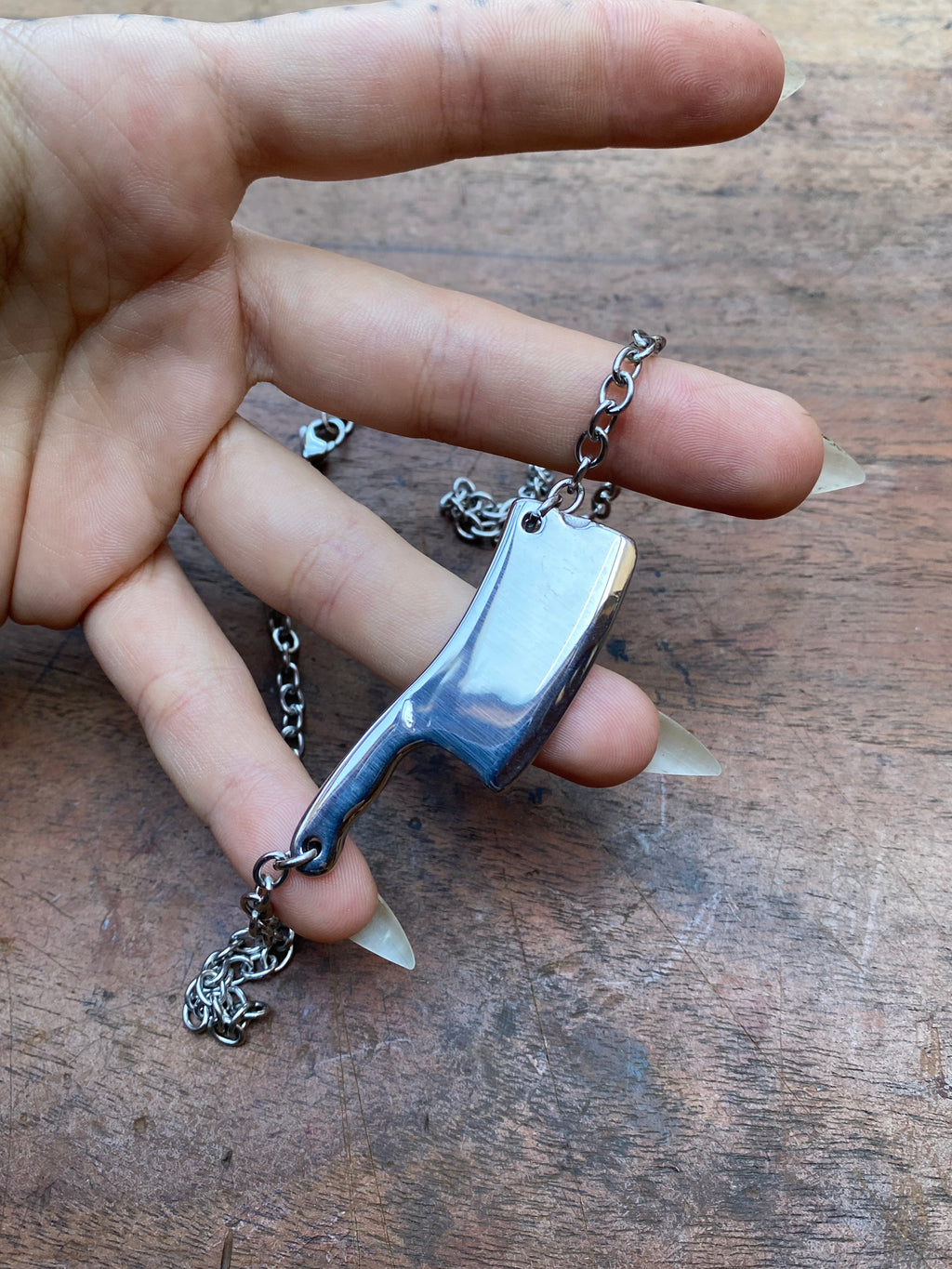 Stainless Steel Cleaver Chain Necklace
