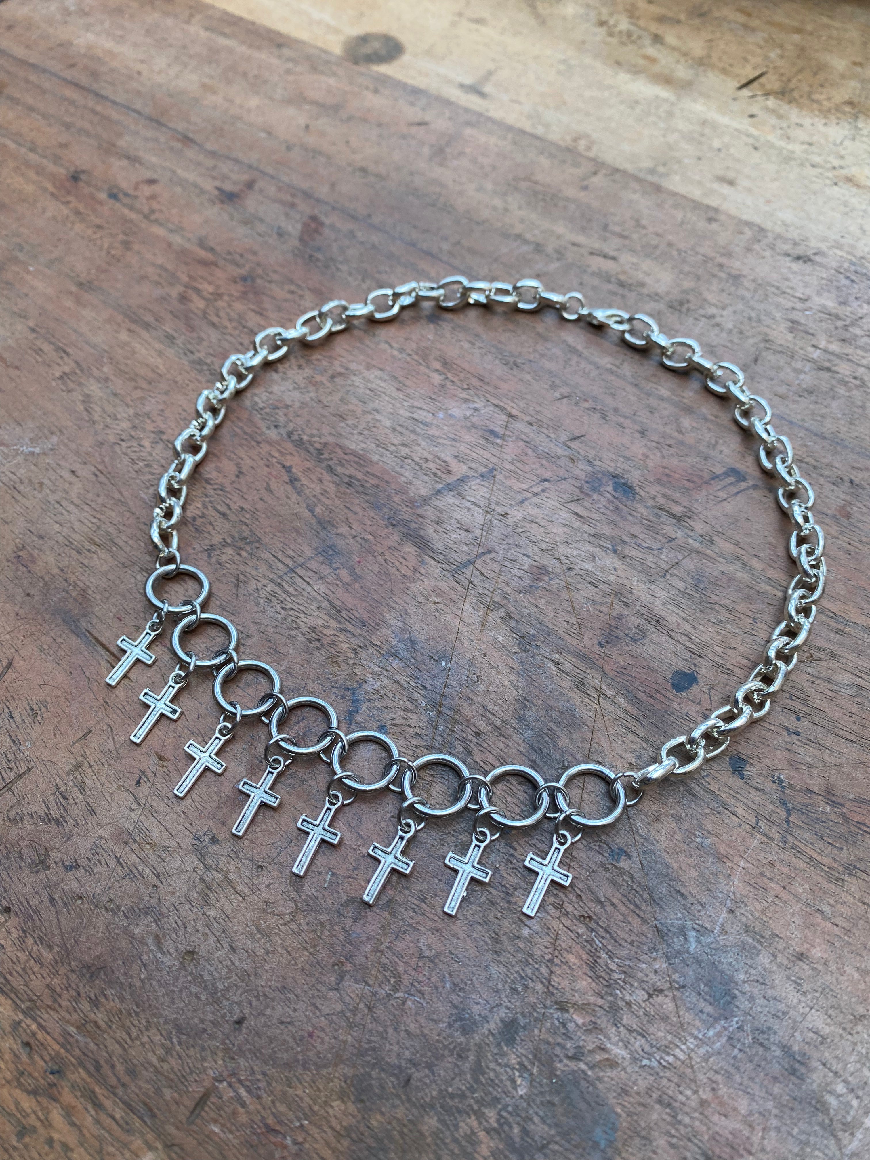 Crosses on a Chain Choker Necklace