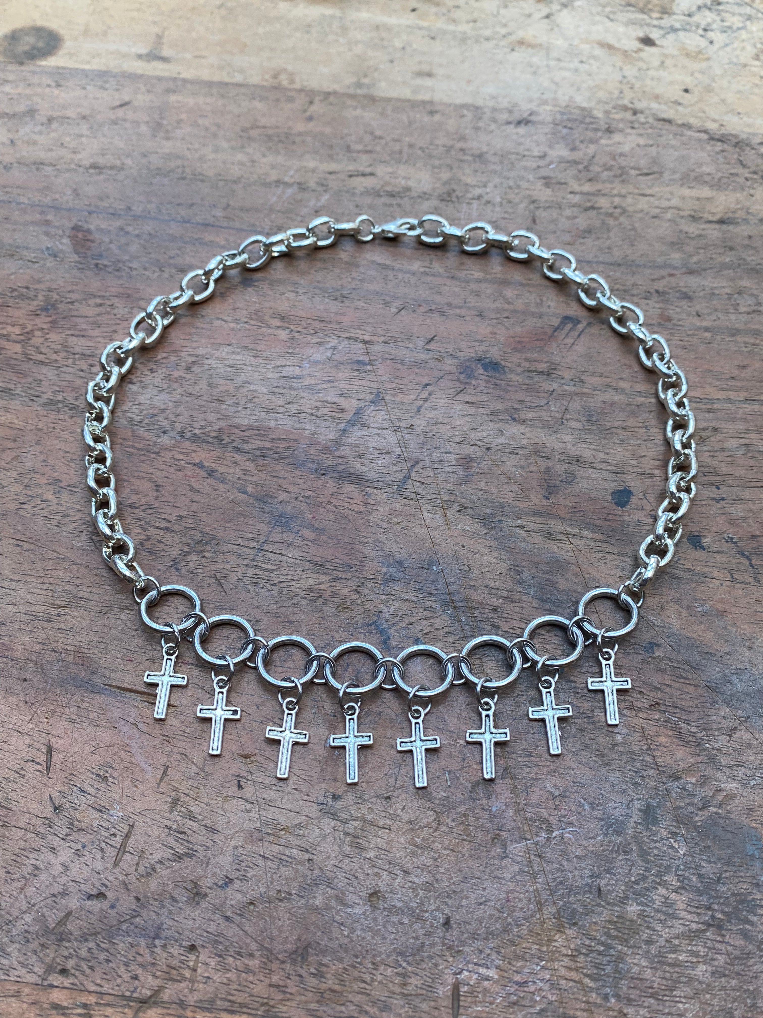 Crosses on a Chain Choker Necklace