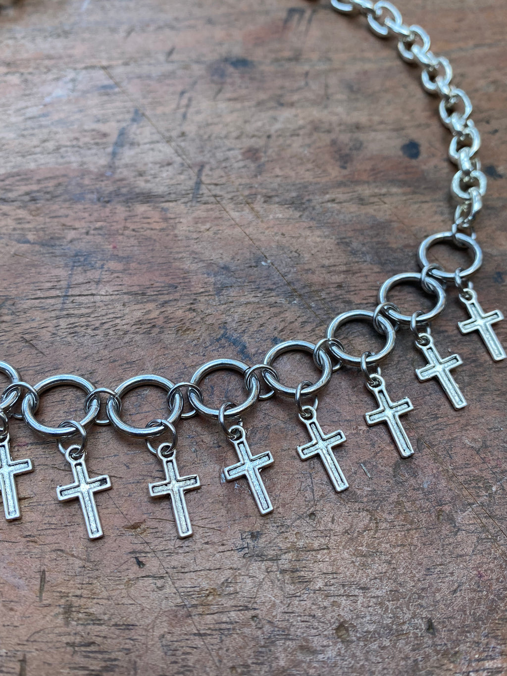 Crosses on a Chain Choker Necklace